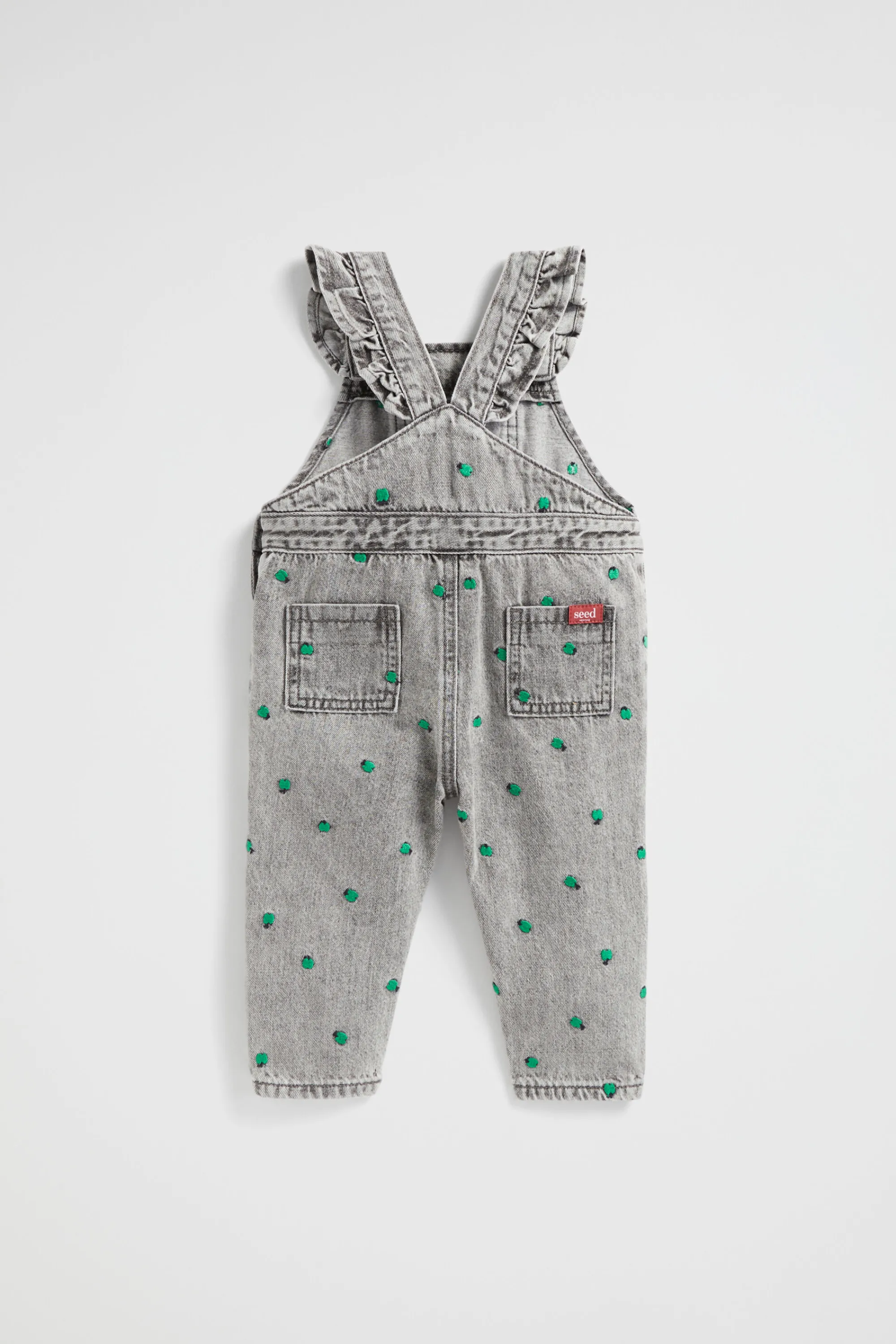 Baby Girl Seed Heritage Dresses-Apple Embroidered Overall