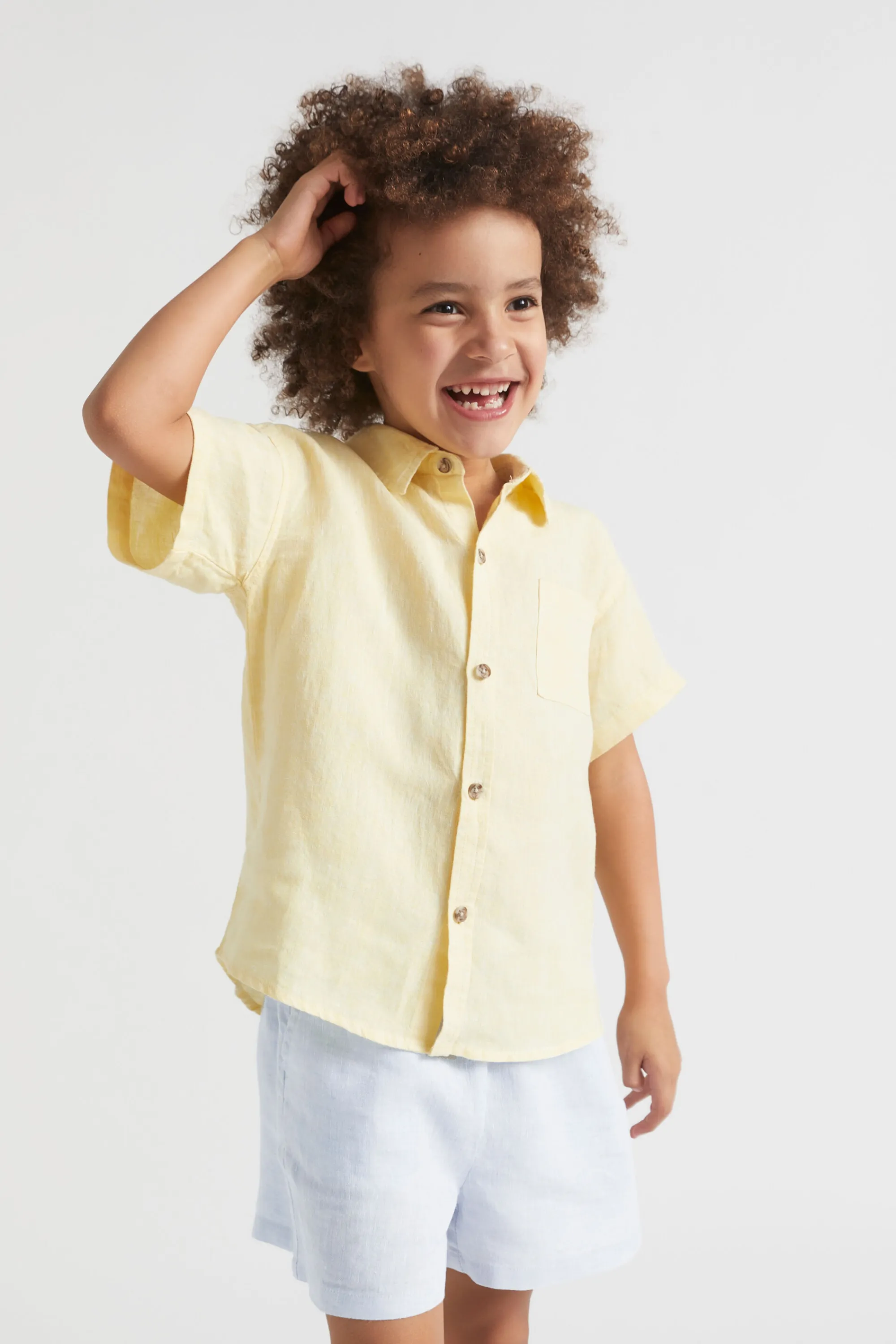 Girl Seed Heritage T-Shirts & Tops-Boxy Linen Shirt