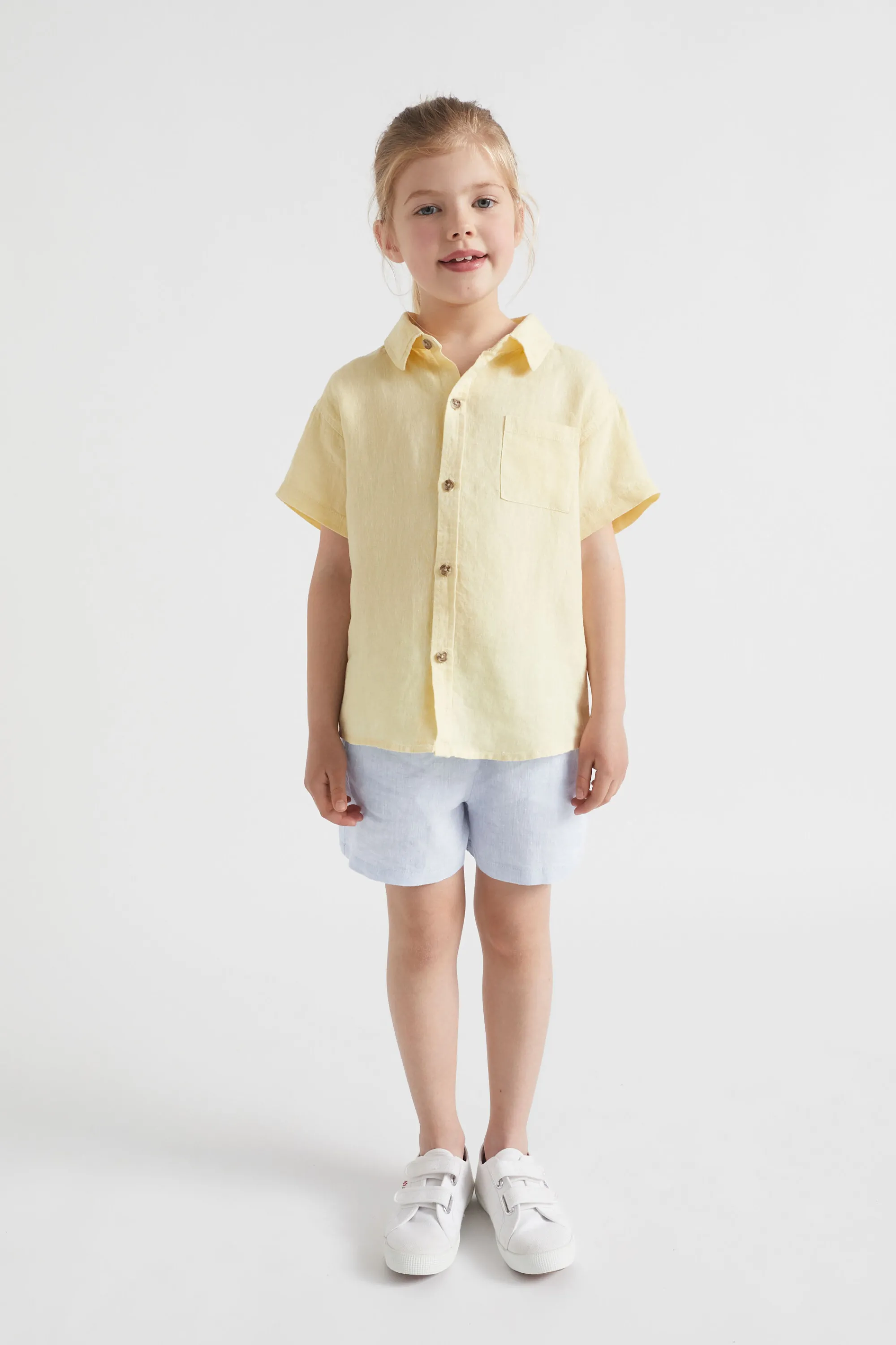 Girl Seed Heritage T-Shirts & Tops-Boxy Linen Shirt