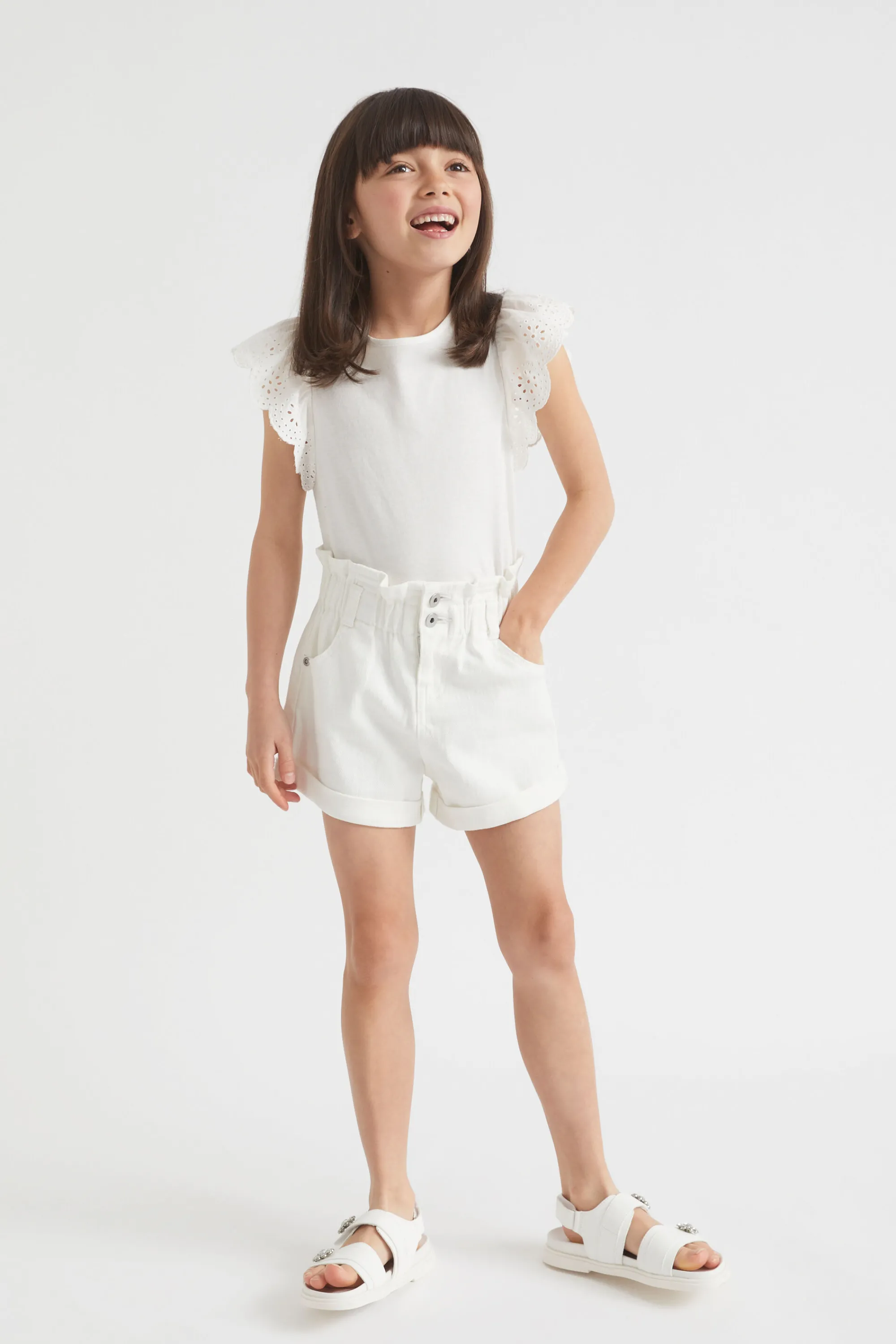 Girl Seed Heritage T-Shirts & Tops-Broderie Frill Top