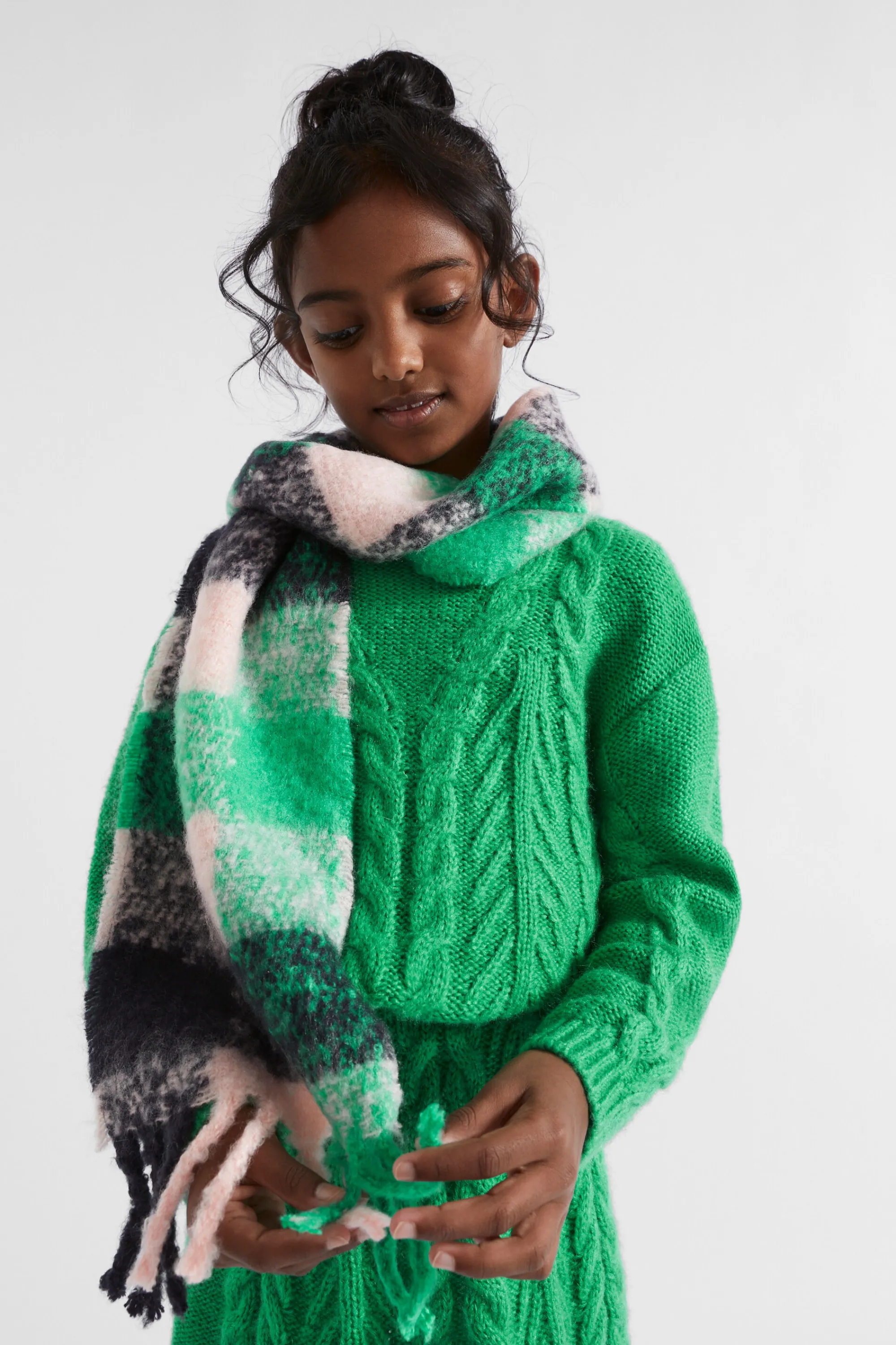 Girl Seed Heritage Ponchos & Capes-Brushed Checked Scarf