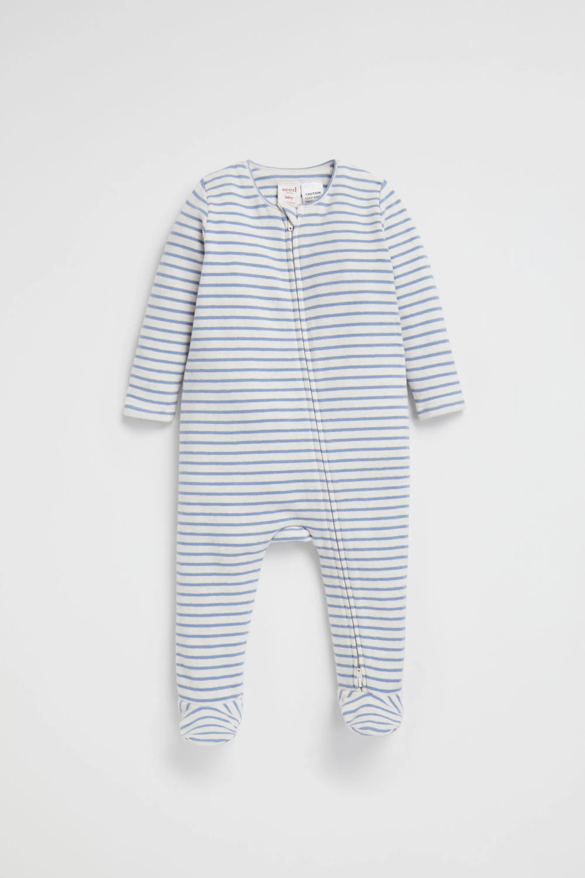 Newborn Seed Heritage Jumpsuits & Overalls-Brushed Stripe Zipsuit