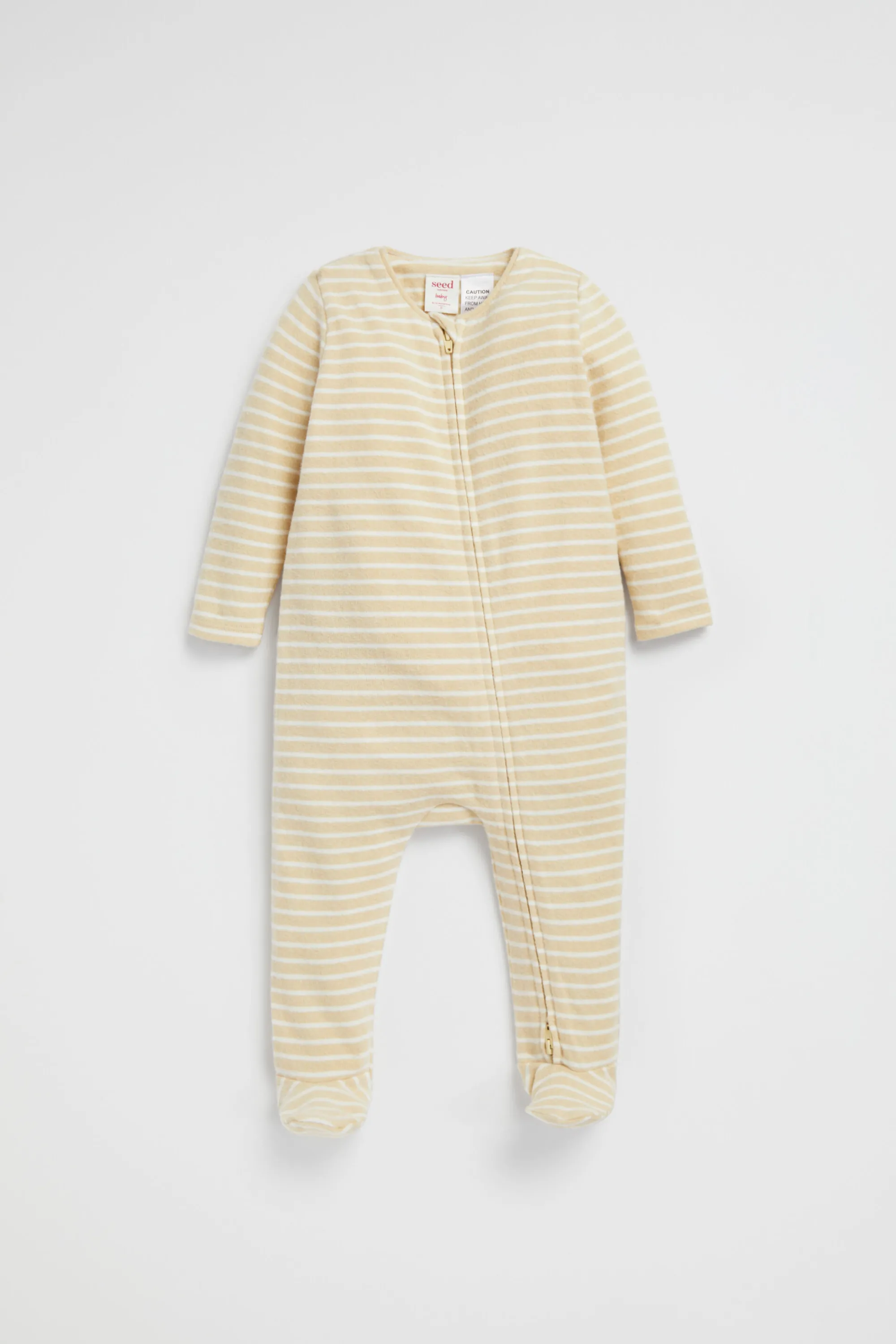 Newborn Seed Heritage Jumpsuits & Overalls-Brushed Stripe Zipsuit