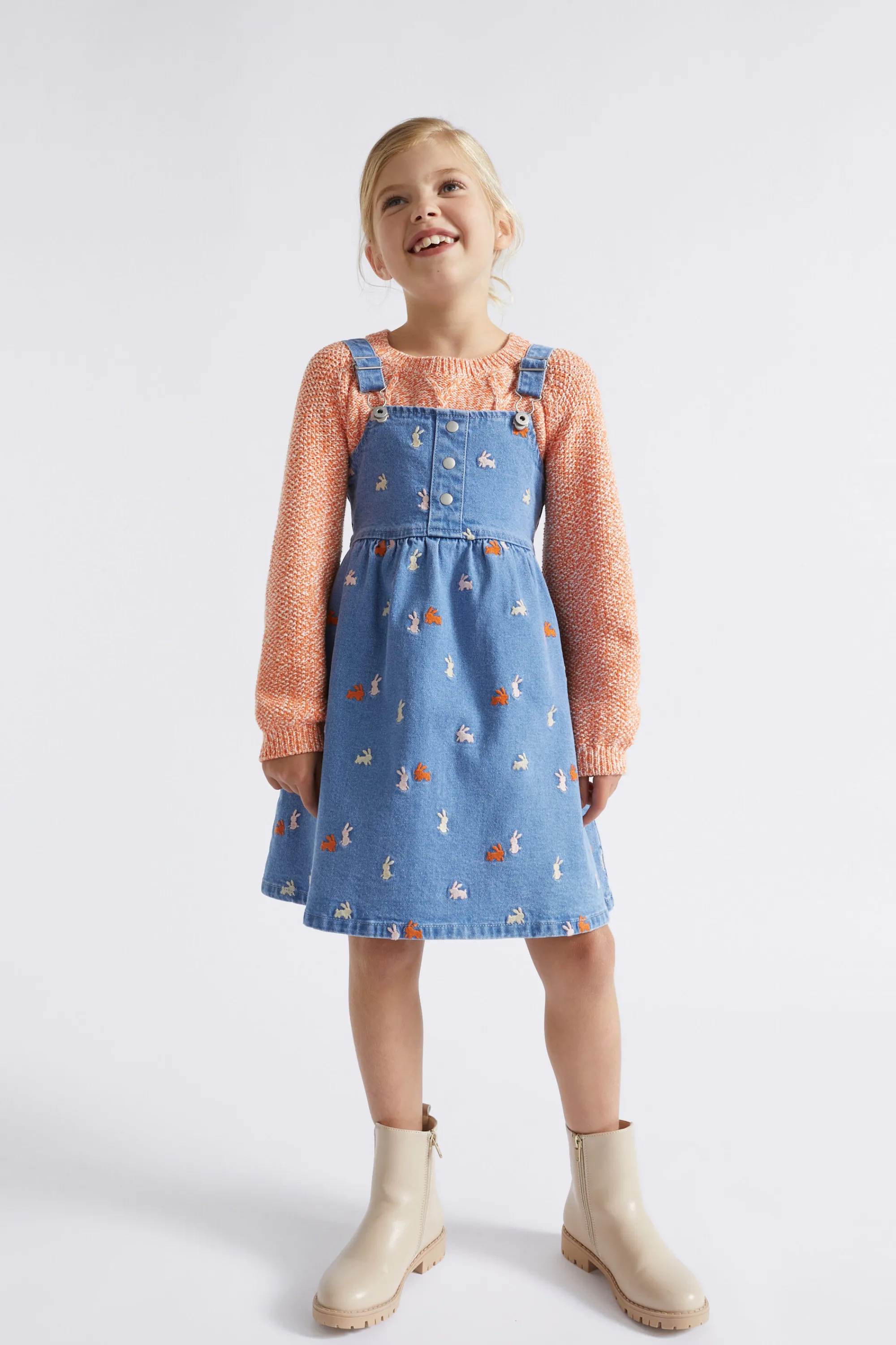 Girl Seed Heritage Denim & Jeans-Bunny Denim Pinafore