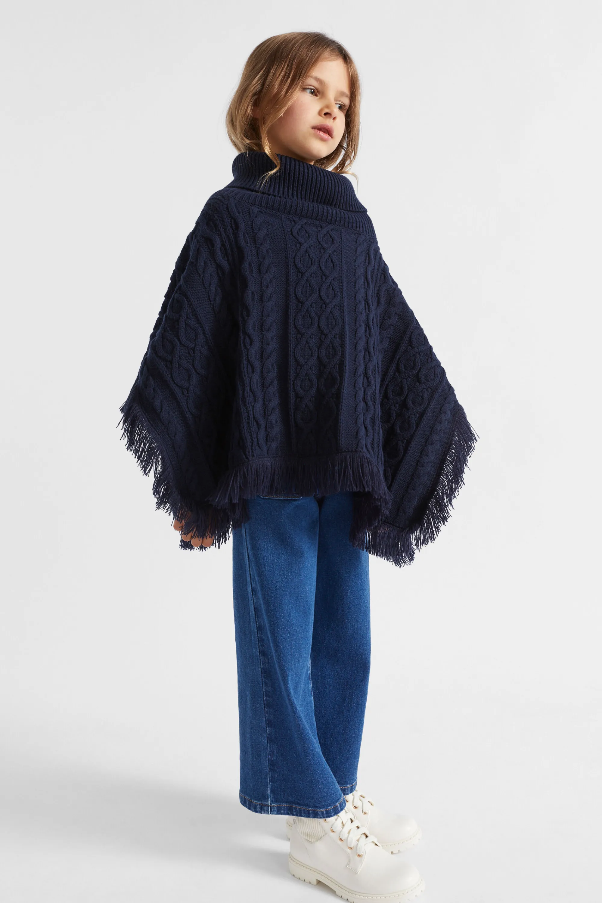 Girl Seed Heritage Ponchos & Capes-Cable Knit Poncho