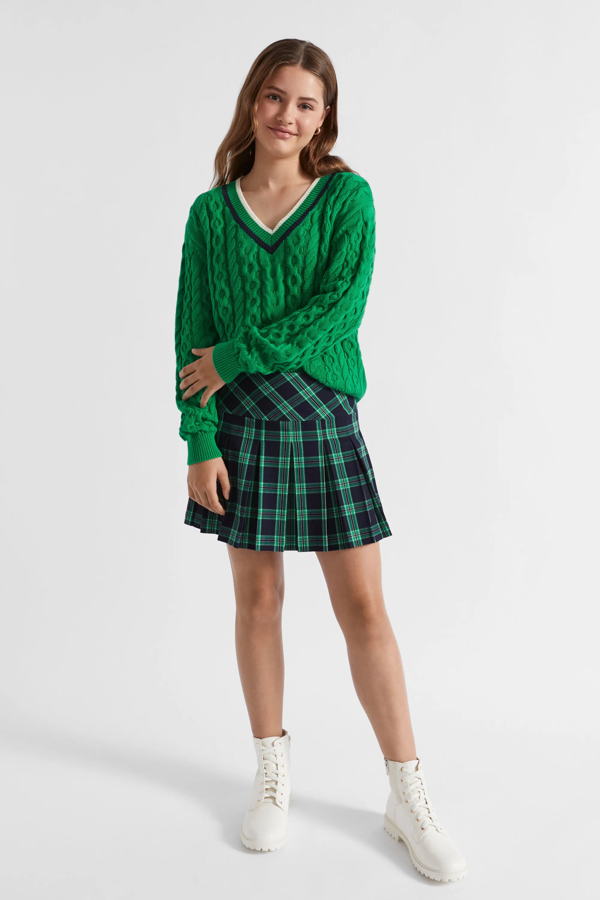 Teen Girl Seed Heritage Skirts-Check Pleat Skirt