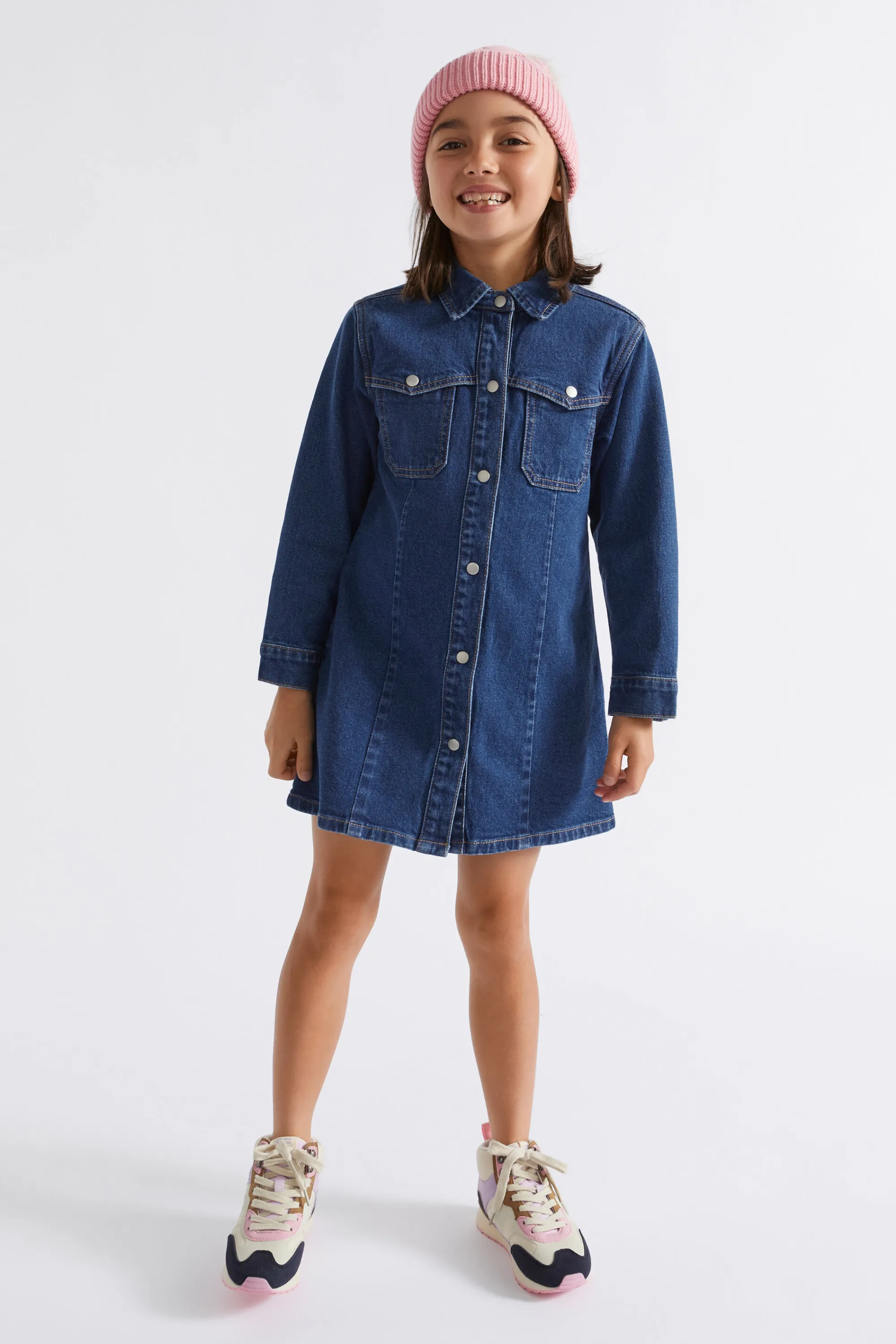 Girl Seed Heritage Denim & Jeans-Collared Denim Dress