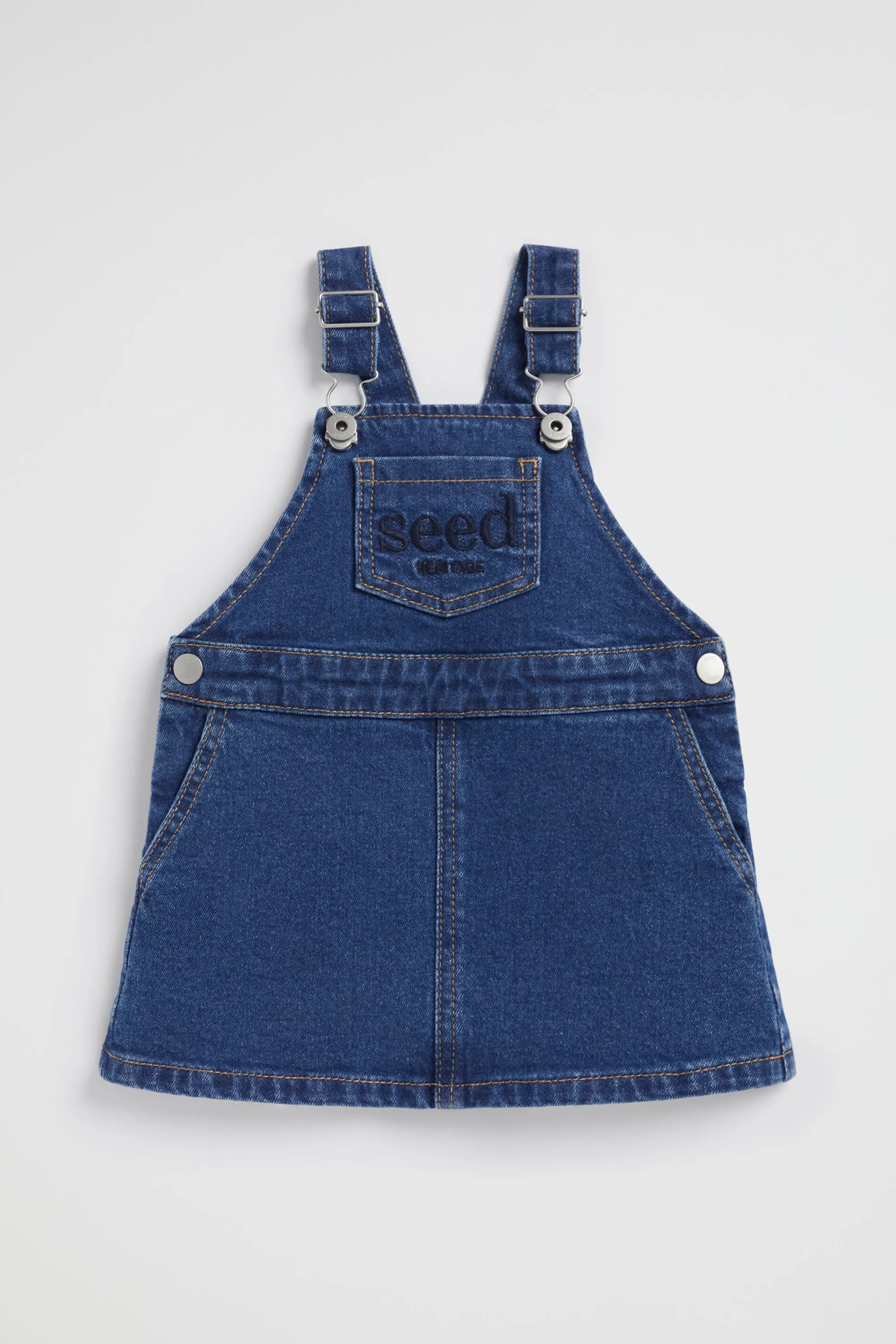 Baby Girl Seed Heritage Playsuits & Overalls-Core Logo Pinafore