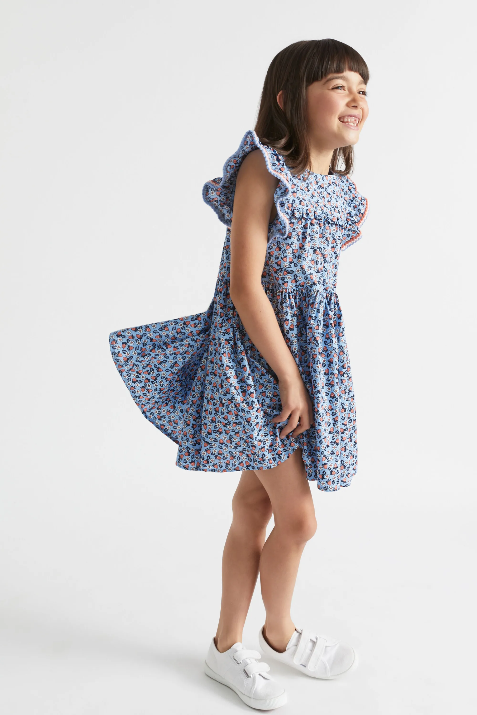 Girl Seed Heritage Dresses-Crochet Trim Ditsy Dress