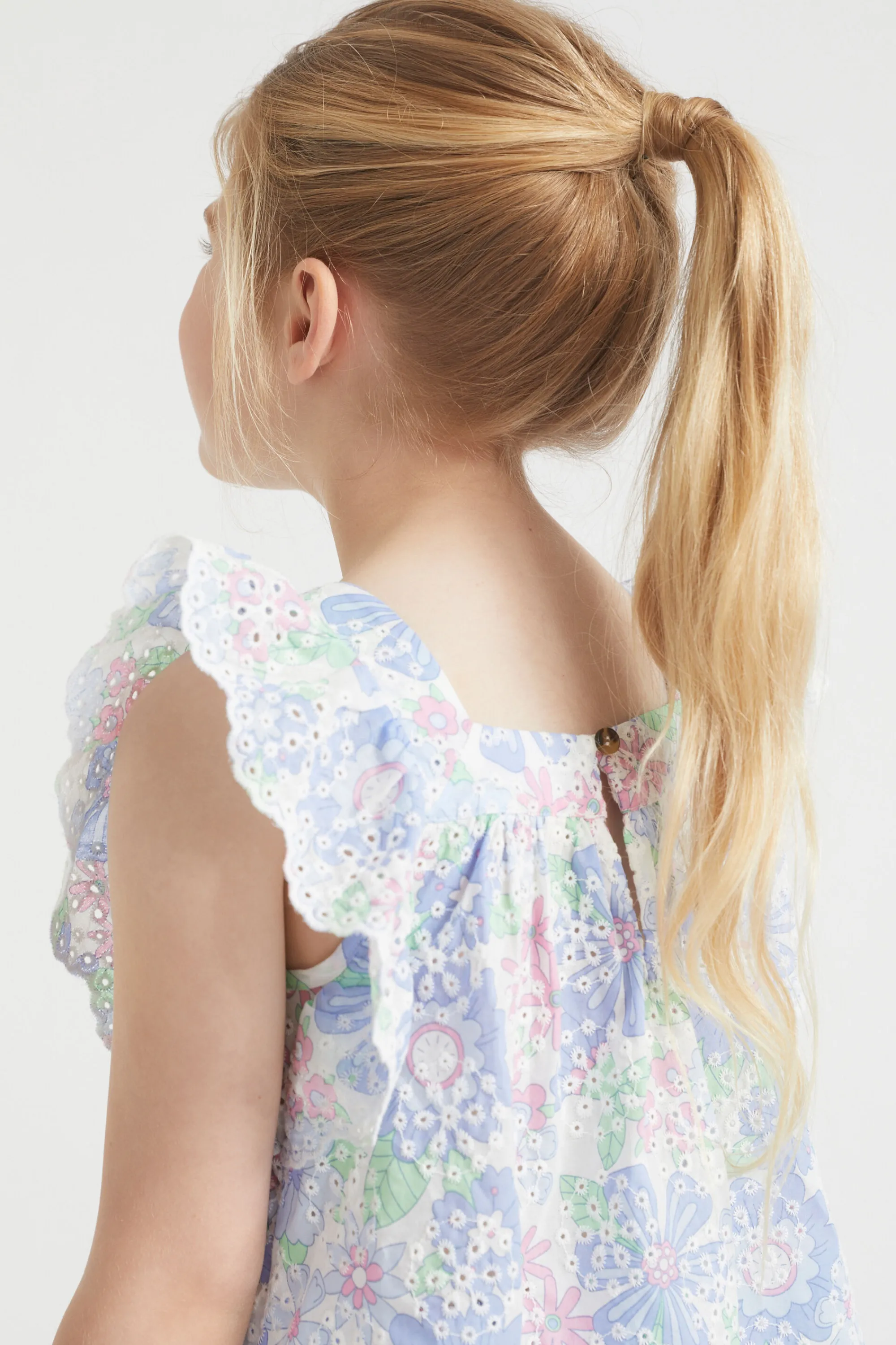 Girl Seed Heritage T-Shirts & Tops-Cutwork Floral Top