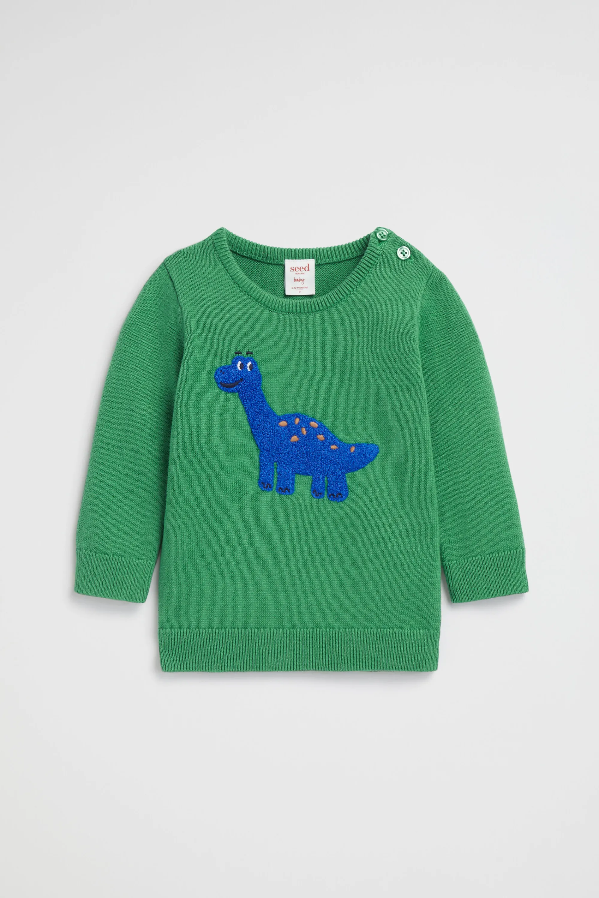 Baby Boy Seed Heritage Knitwear & Sweaters-Dino Crew Knit