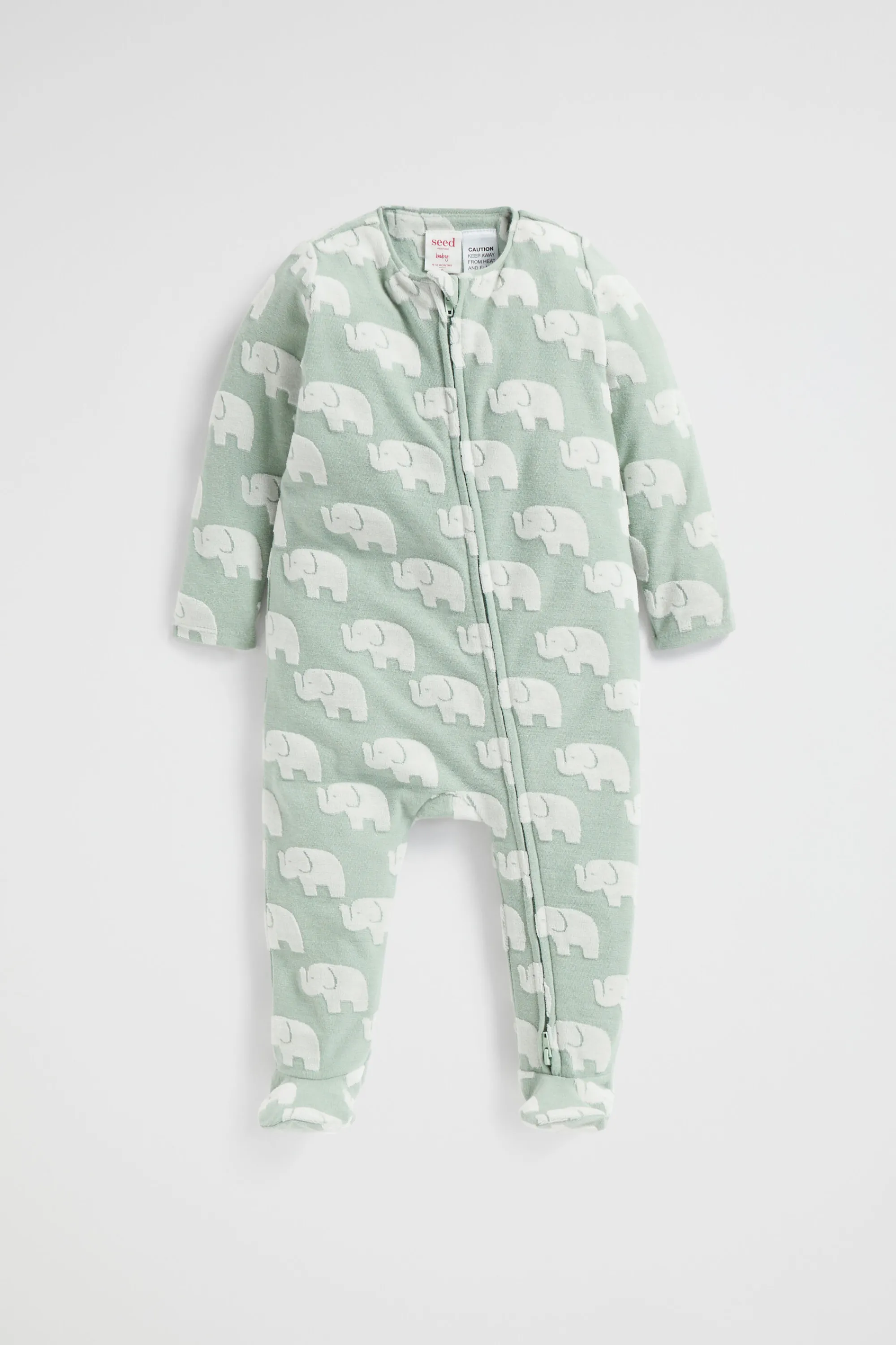 Newborn Seed Heritage Jumpsuits & Overalls-Elephant Jacquard Zipsuit