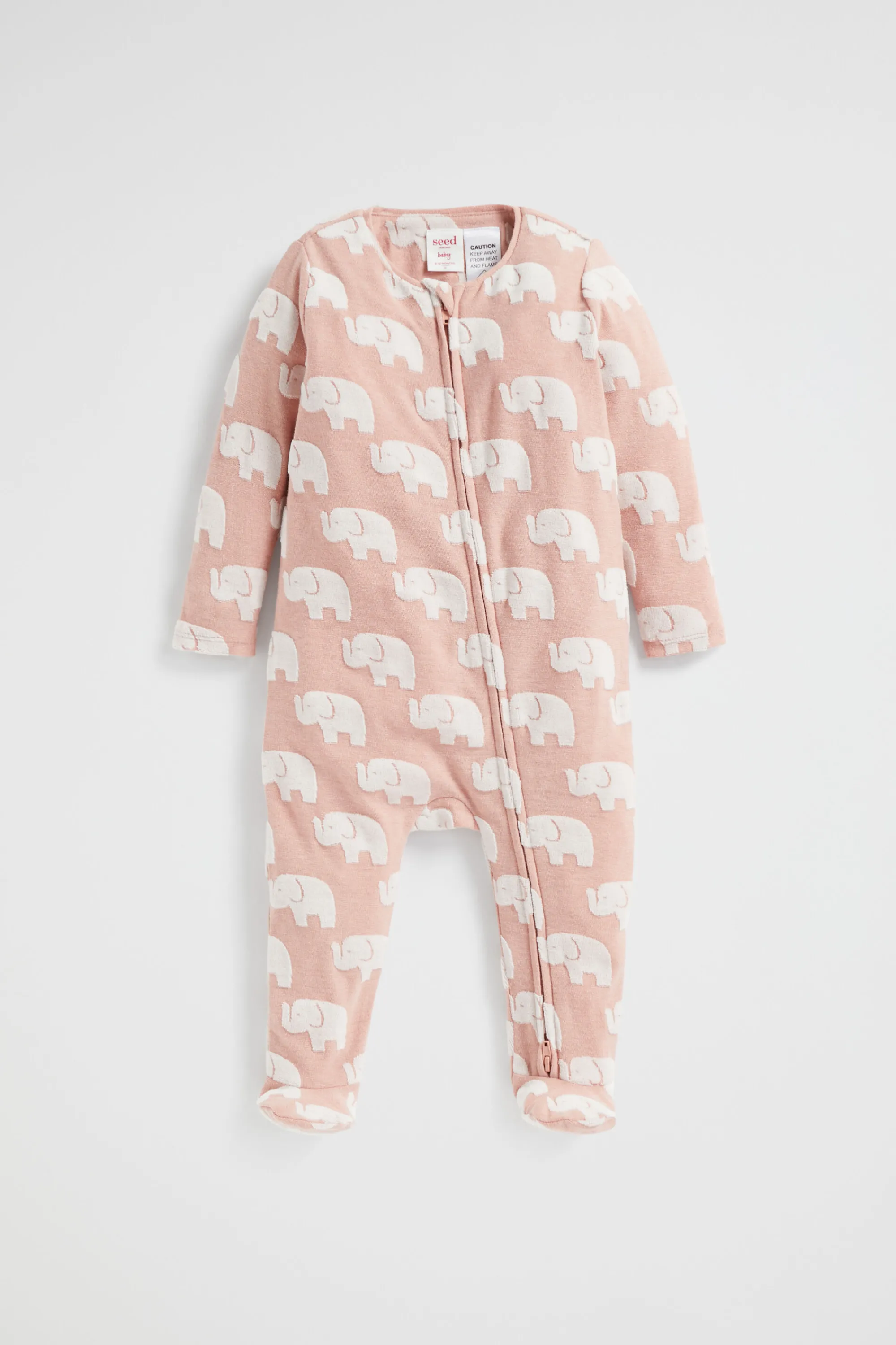 Newborn Seed Heritage Jumpsuits & Overalls-Elephant Jacquard Zipsuit