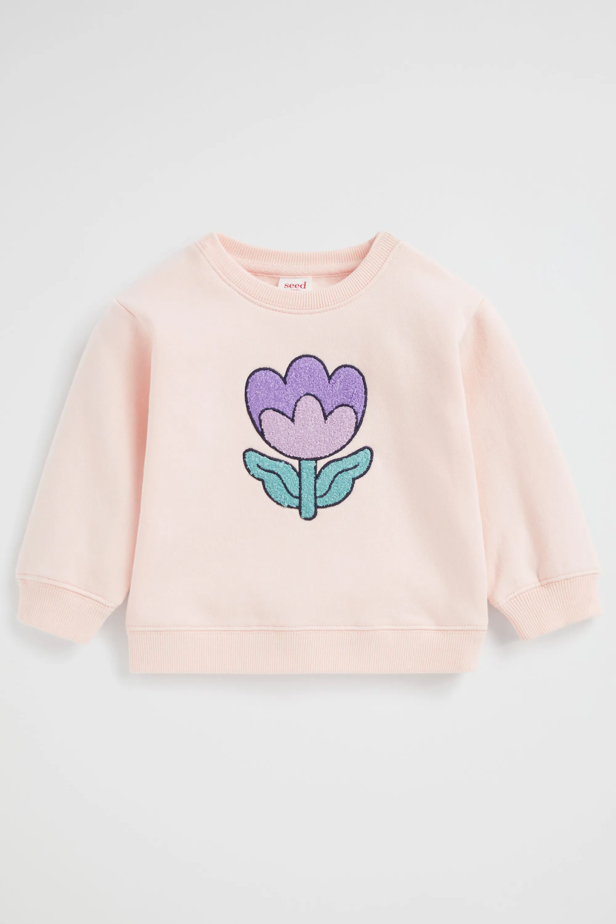 Baby Girl Seed Heritage T-Shirts & Tops-Embroidered Flower Sweat