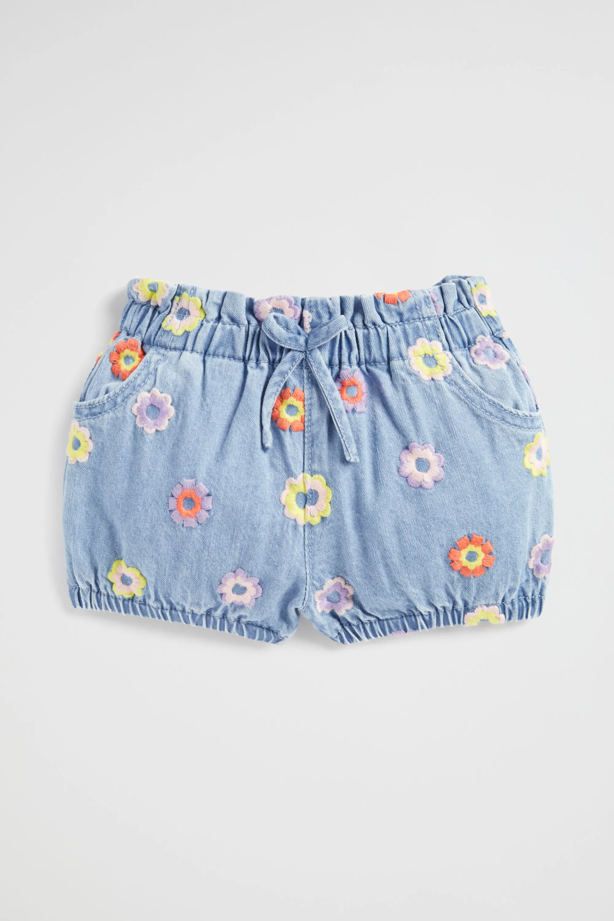 Baby Girl Seed Heritage Denim & Jeans-Floral Denim Short