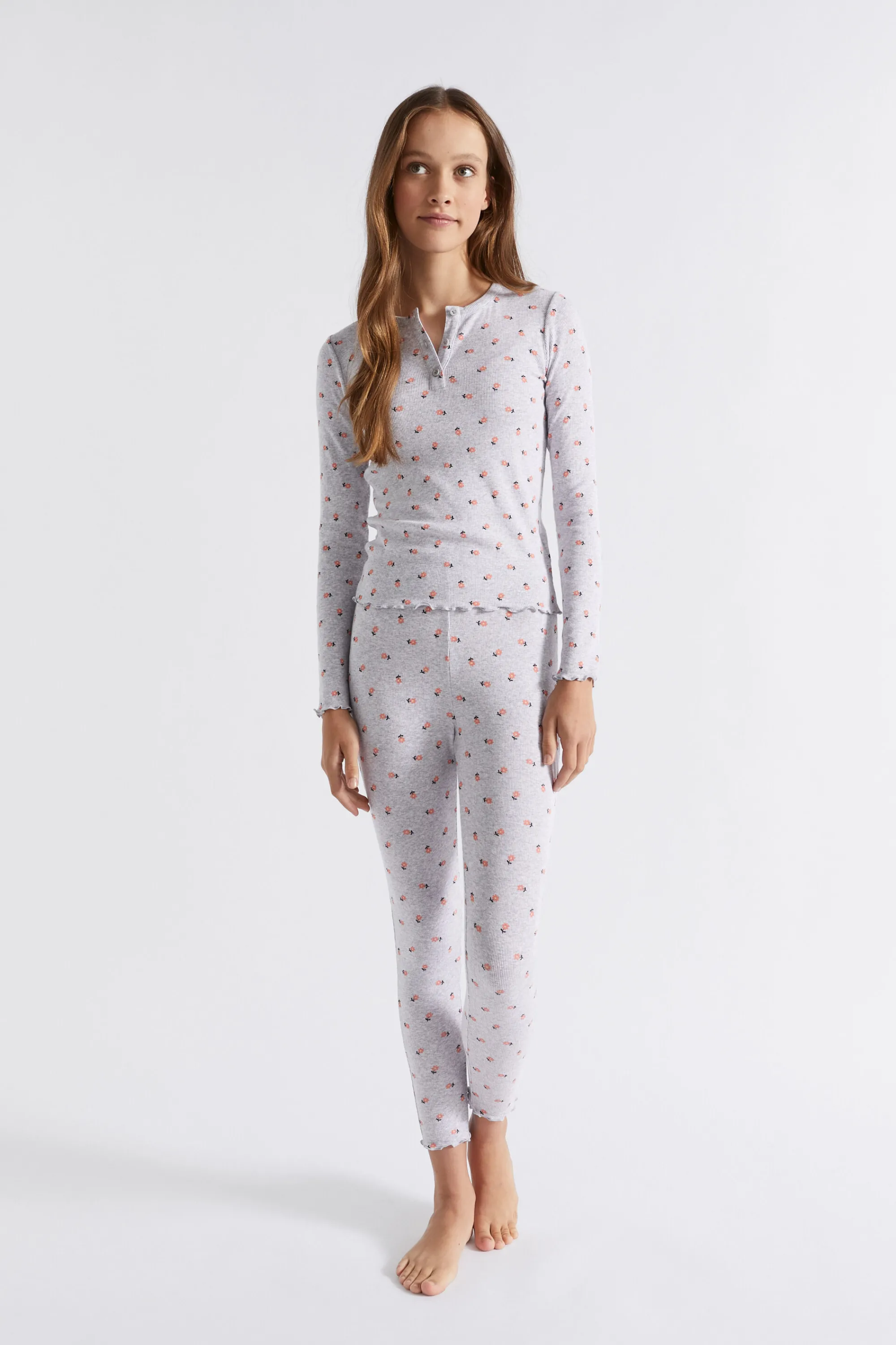 Teen Girl Seed Heritage Pyjamas & Sleepwear-Floral Rib Pj