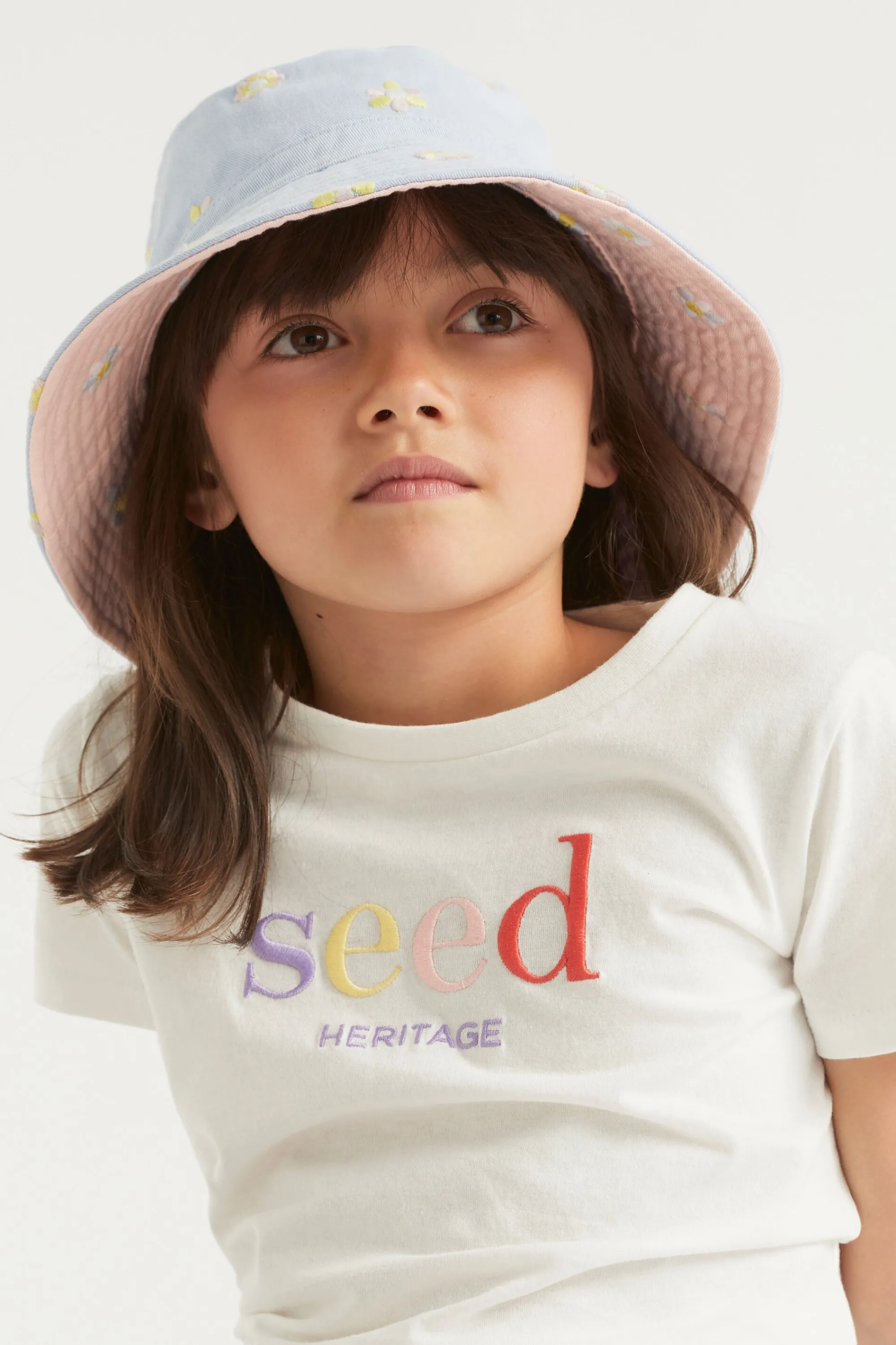 Girl Seed Heritage Hats & Beanies & Caps-Flower Embroidered Bucket Hat