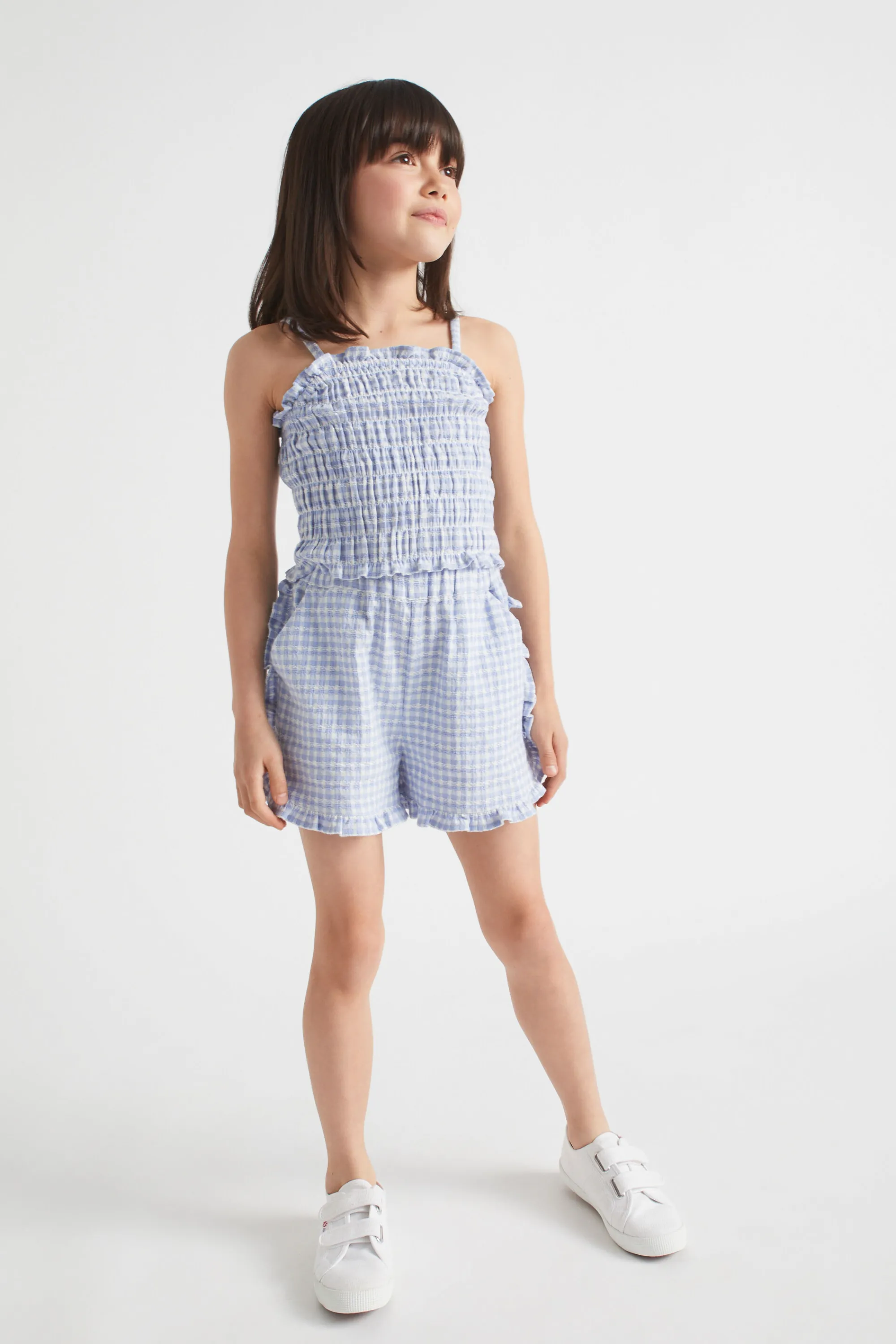 Girl Seed Heritage Shorts-Frill Gingham Short