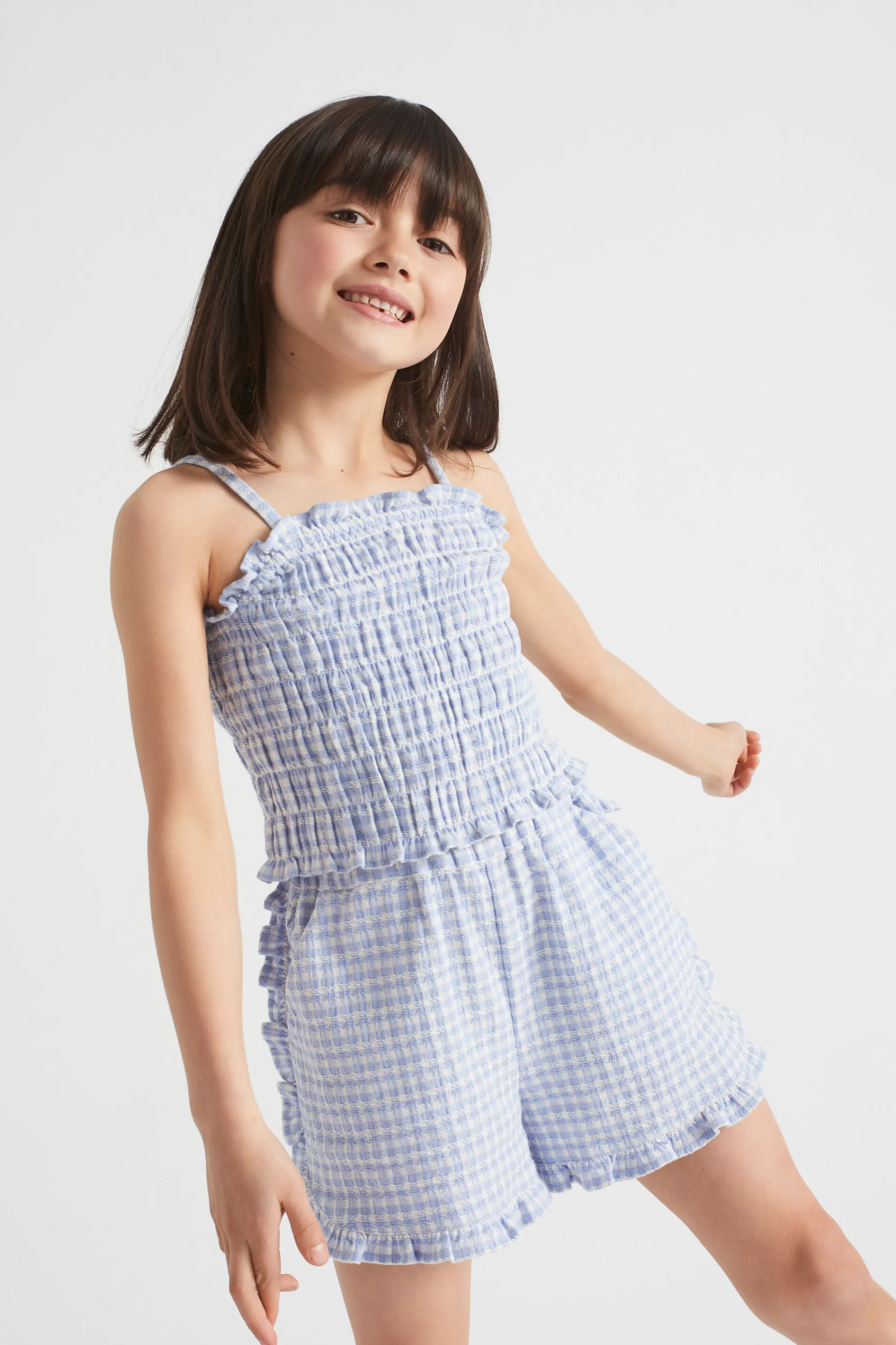 Girl Seed Heritage Shorts-Frill Gingham Short