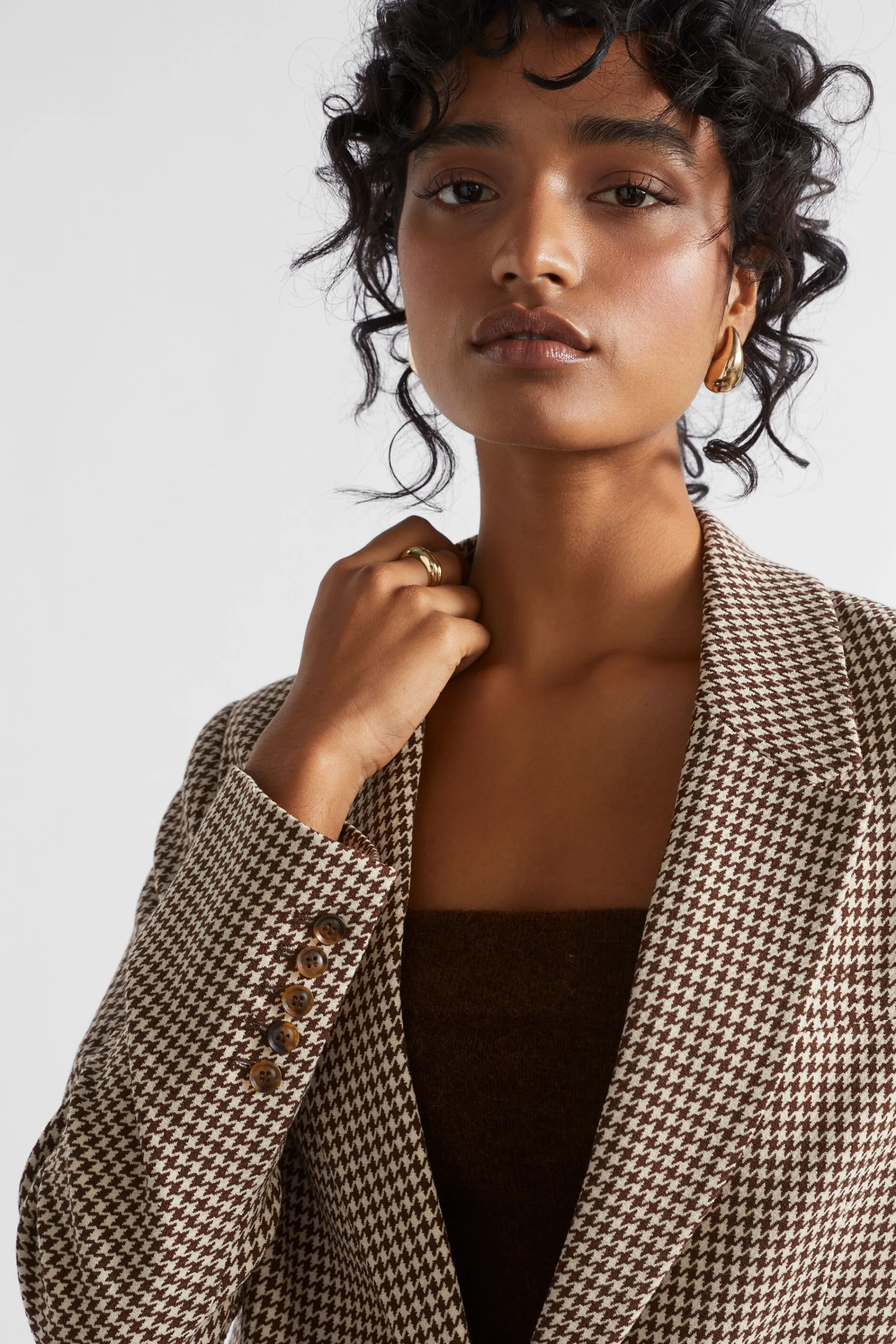 Woman Seed Heritage Jackets & Vests-Houndstooth Blazer