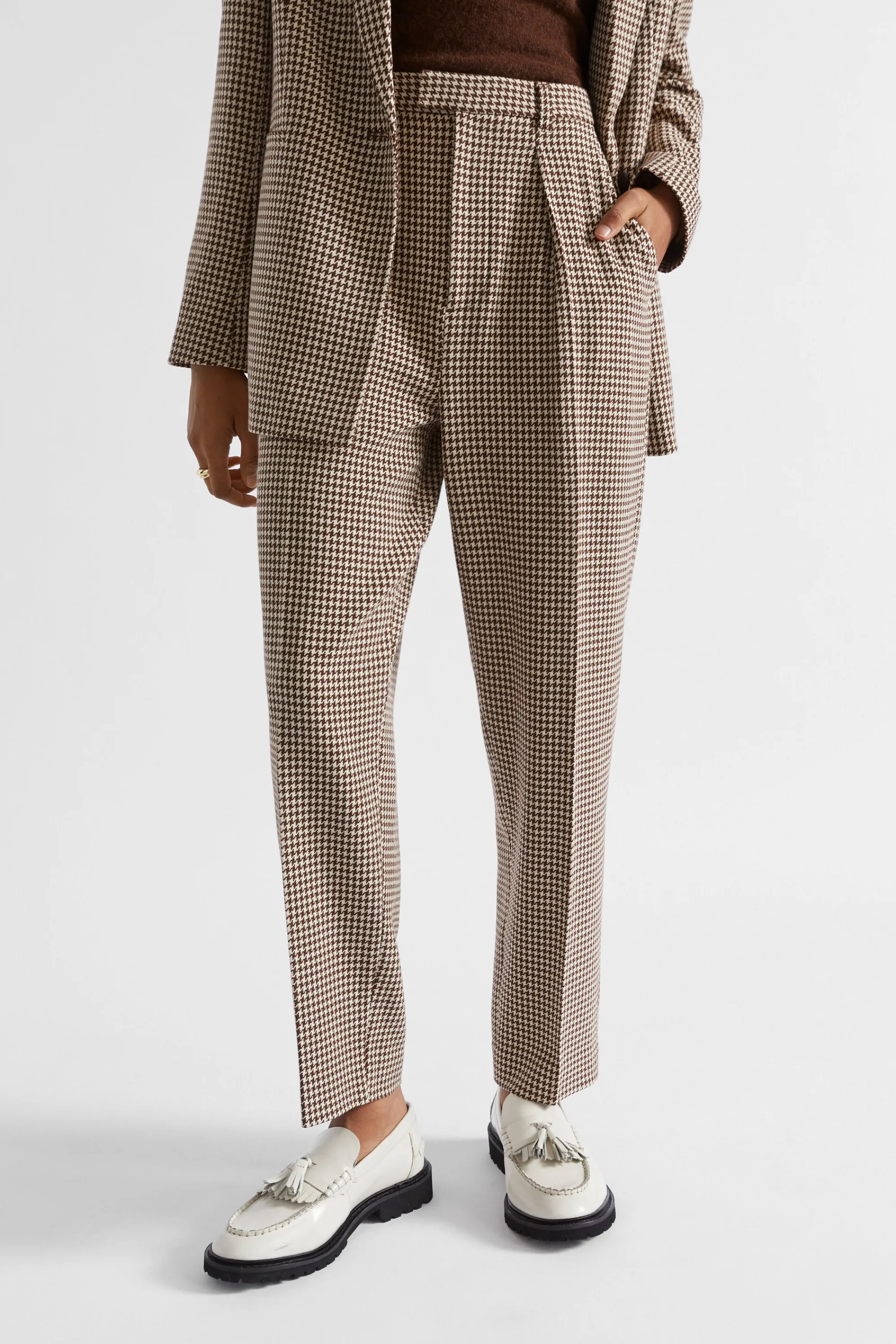 Woman Seed Heritage Pants-Houndstooth Pleat Front Pant