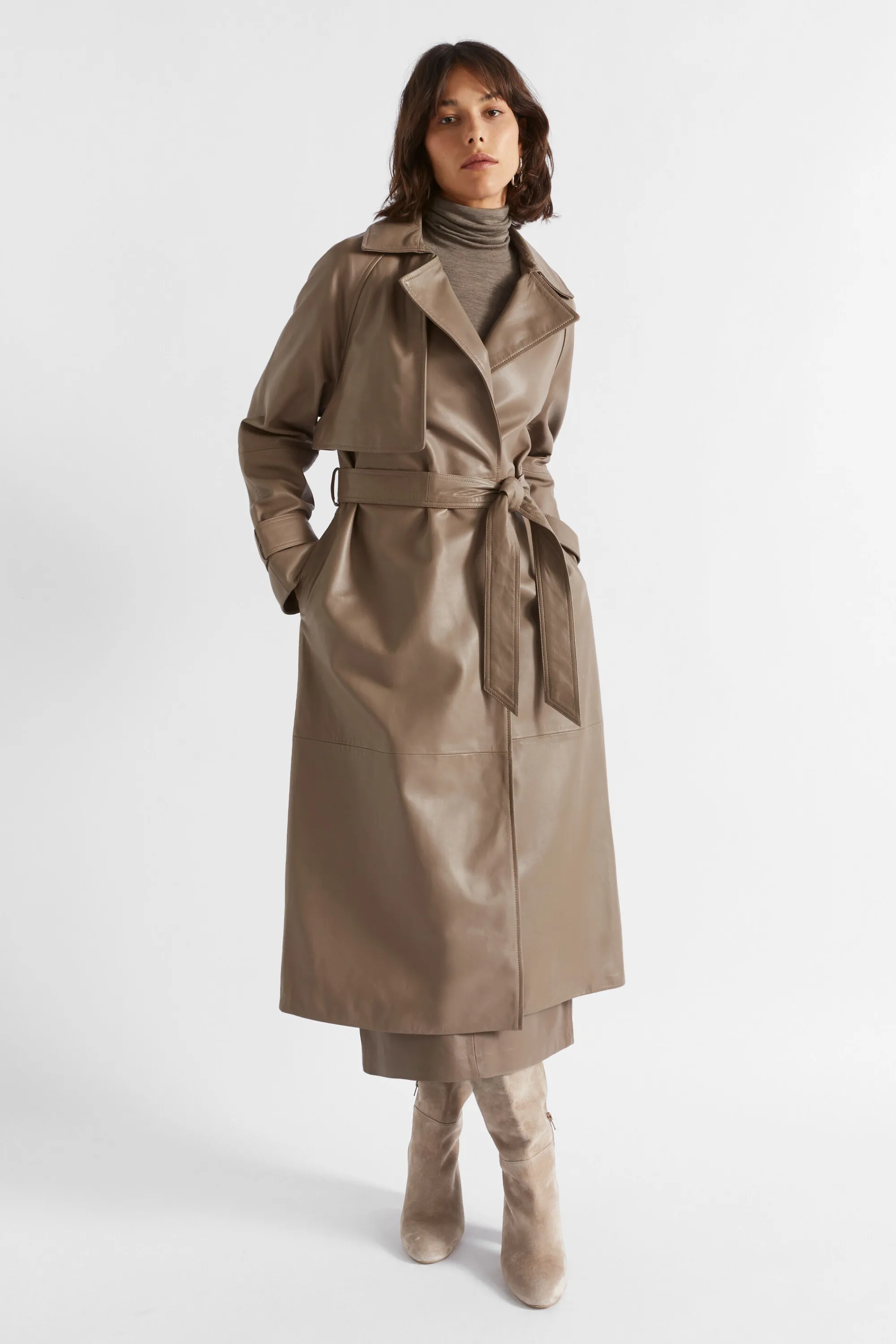 Woman Seed Heritage Jackets & Vests-Leather Trench Coat