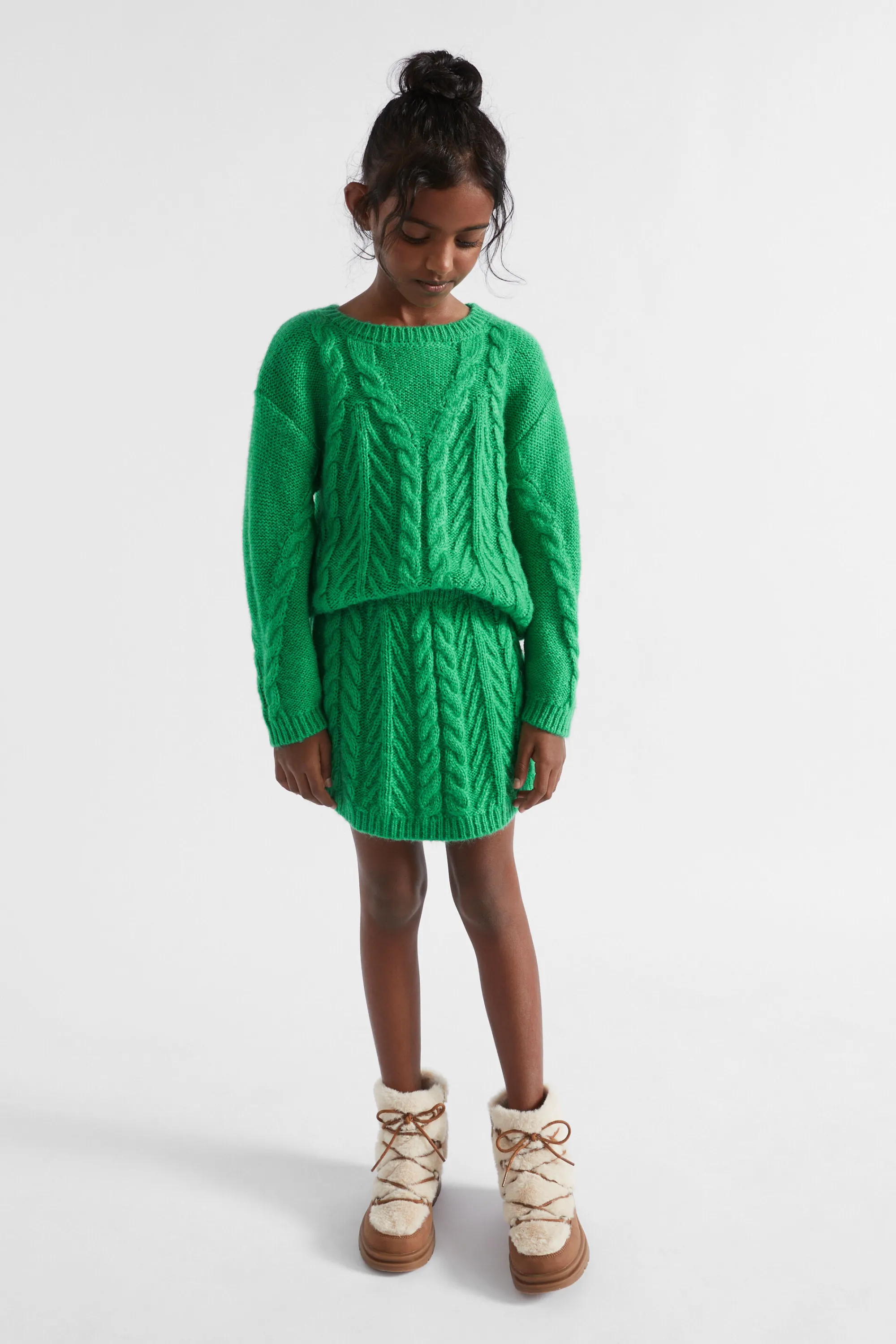 Girl Seed Heritage Skirts-Linear Knit Cable Skirt