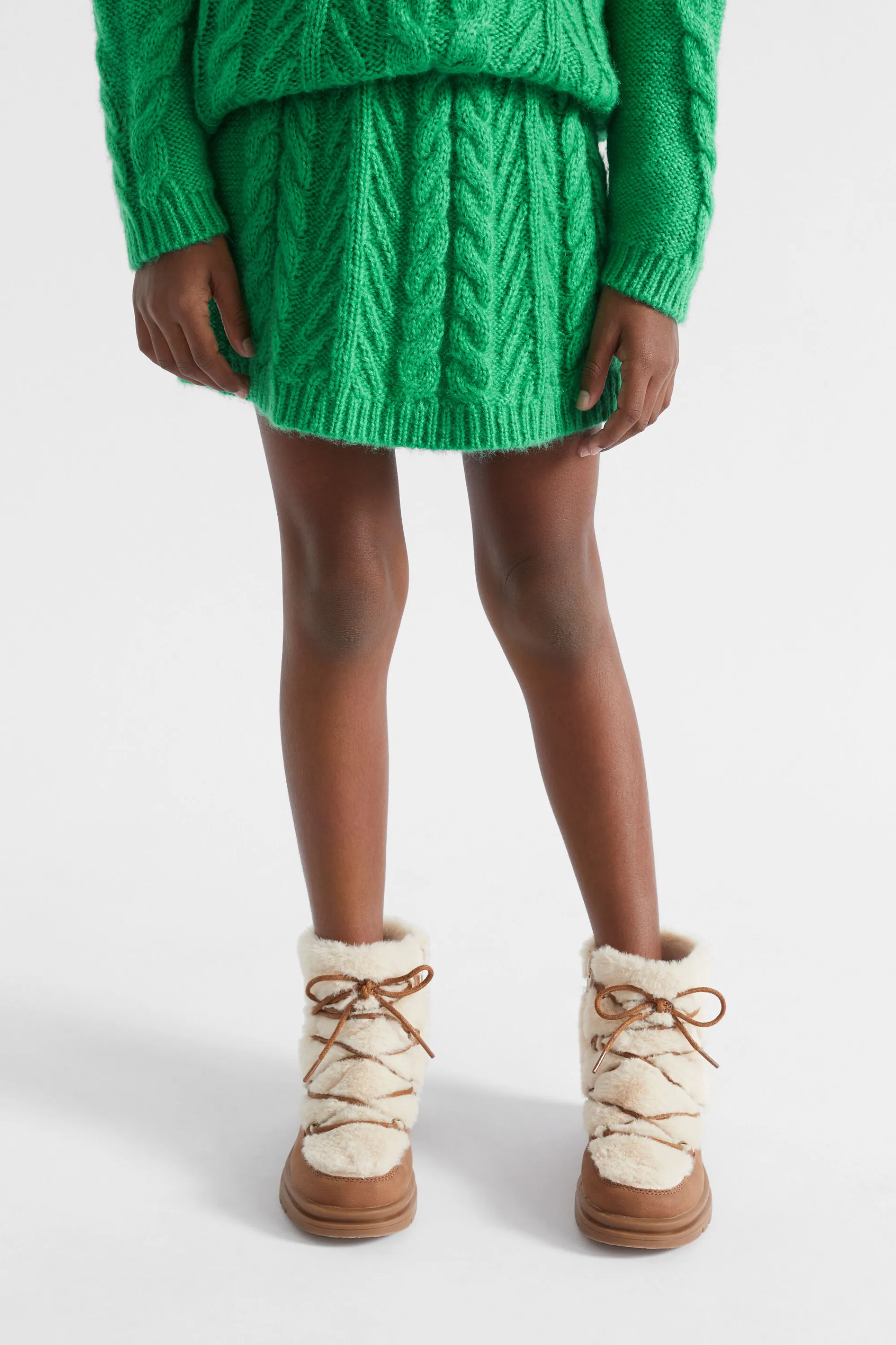 Girl Seed Heritage Skirts-Linear Knit Cable Skirt