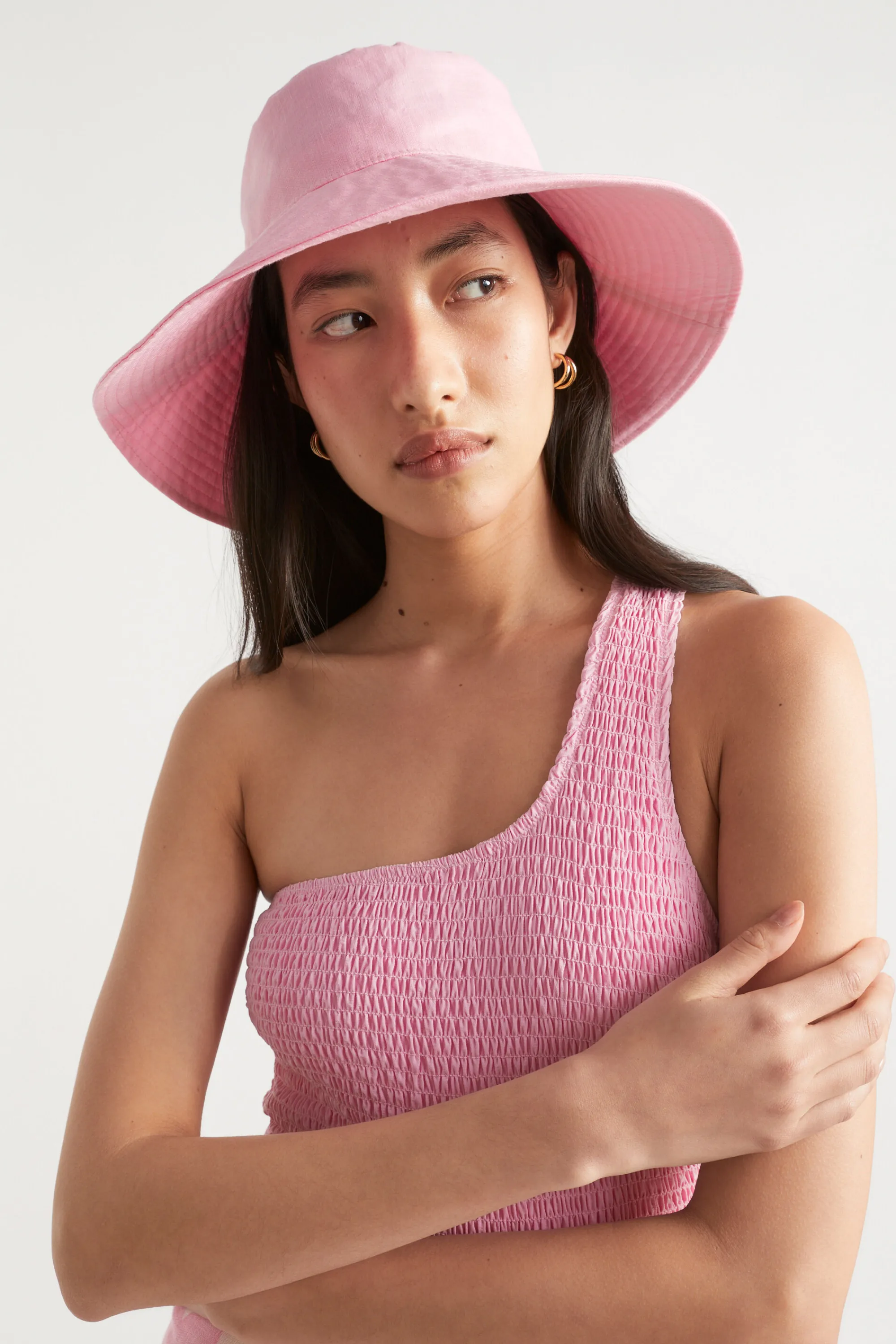 Woman Seed Heritage Hats & Gloves-Linen Bucket Hat