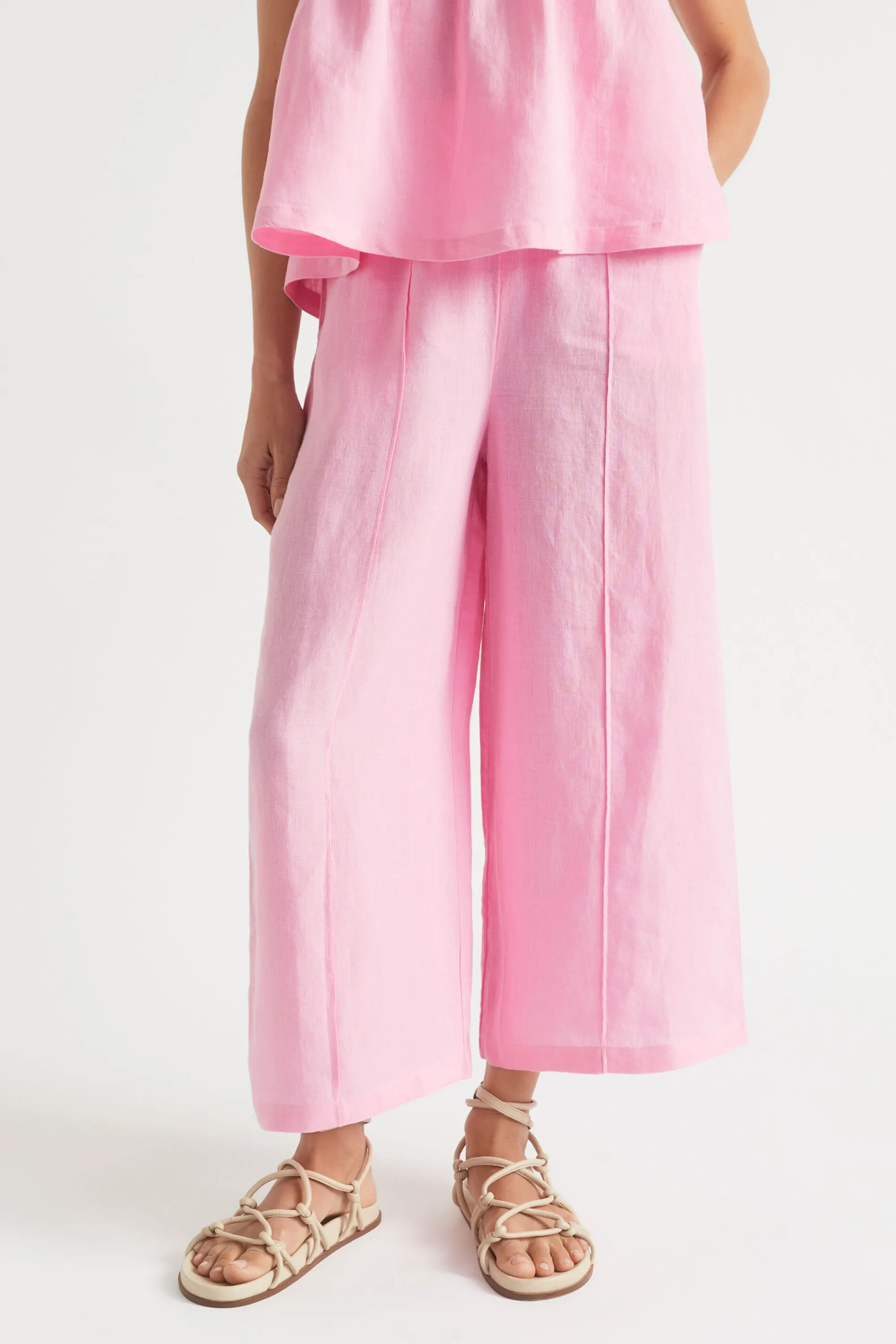 Woman Seed Heritage Pants-Linen Pintuck Culotte