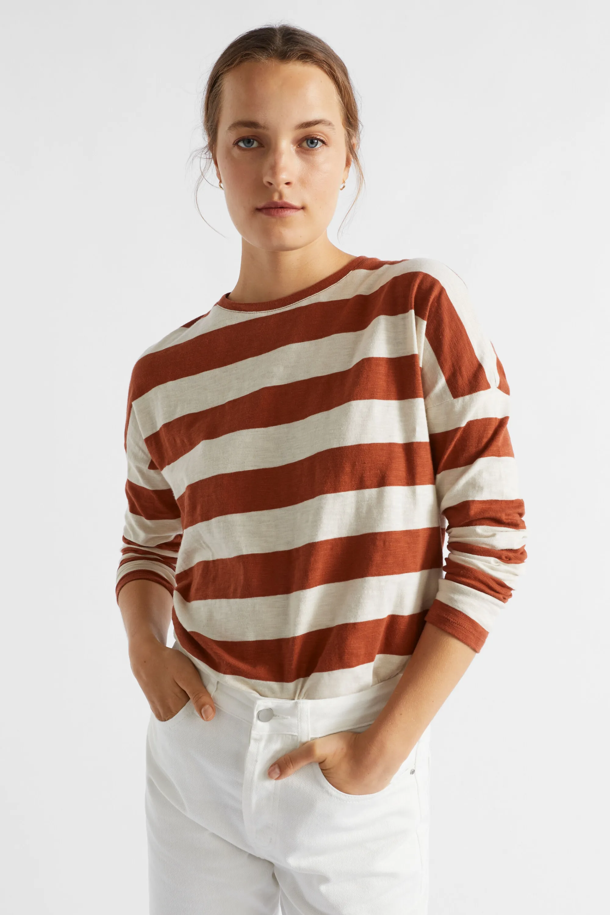 Woman Seed Heritage T-Shirts & Tops-Long Sleeve Stripe Top