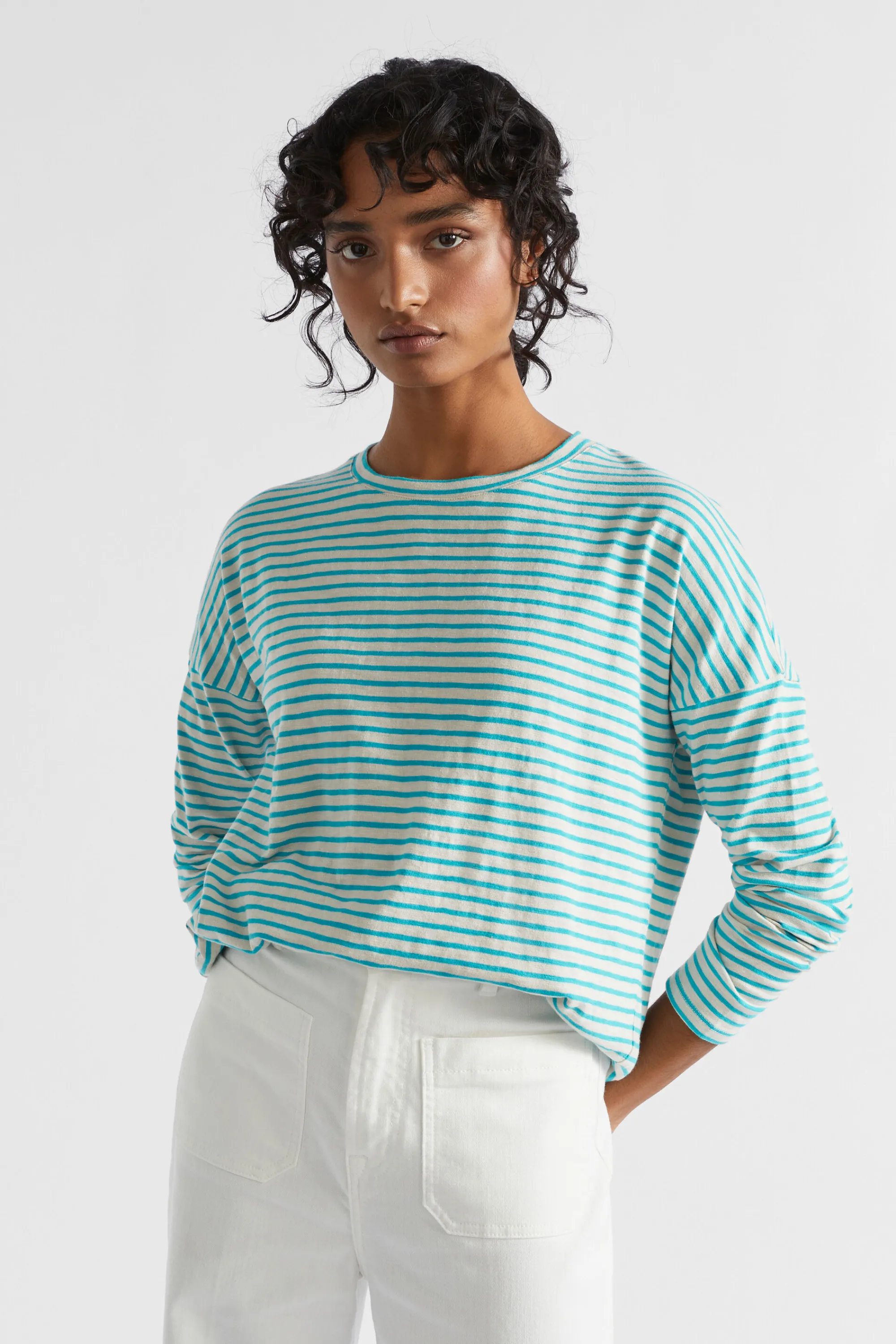 Woman Seed Heritage T-Shirts & Tops-Long Sleeve Stripe Top