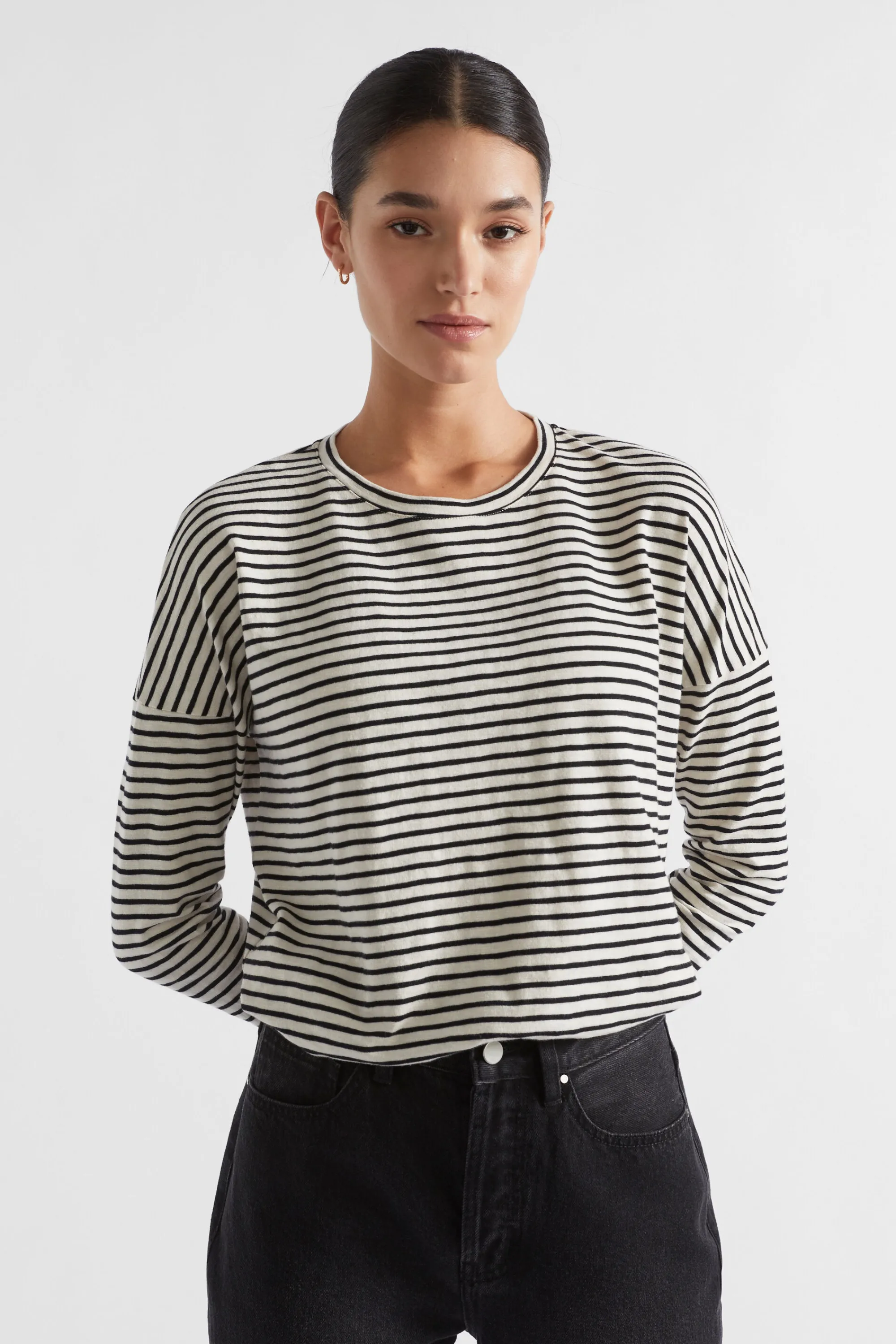 Woman Seed Heritage T-Shirts & Tops-Long Sleeve Stripe Top