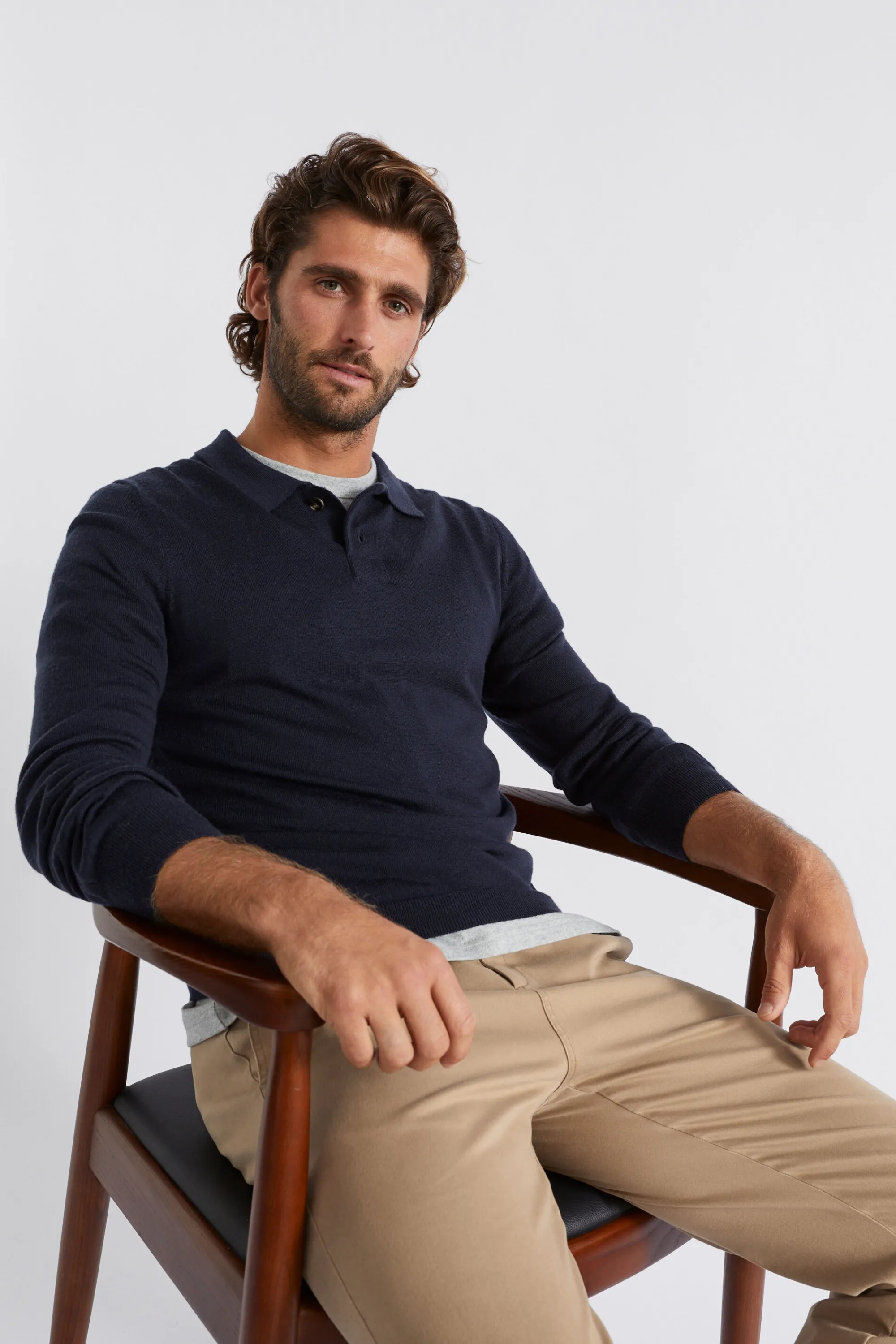 Man Seed Heritage T-Shirts & Sweaters-Merino Knitted Polo