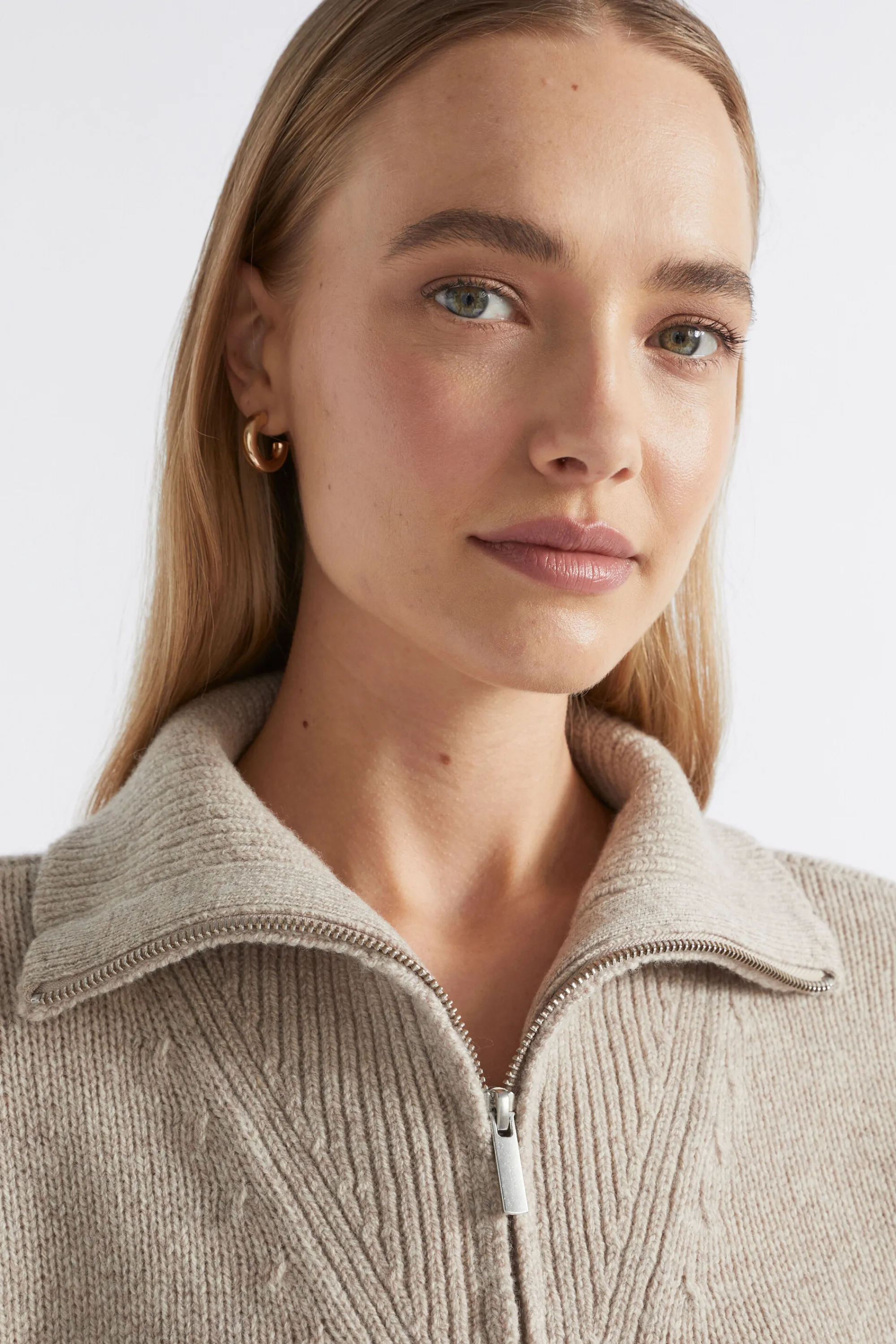 Woman Seed Heritage Knitwear & Sweaters-Merino Wool Zip Through Knit