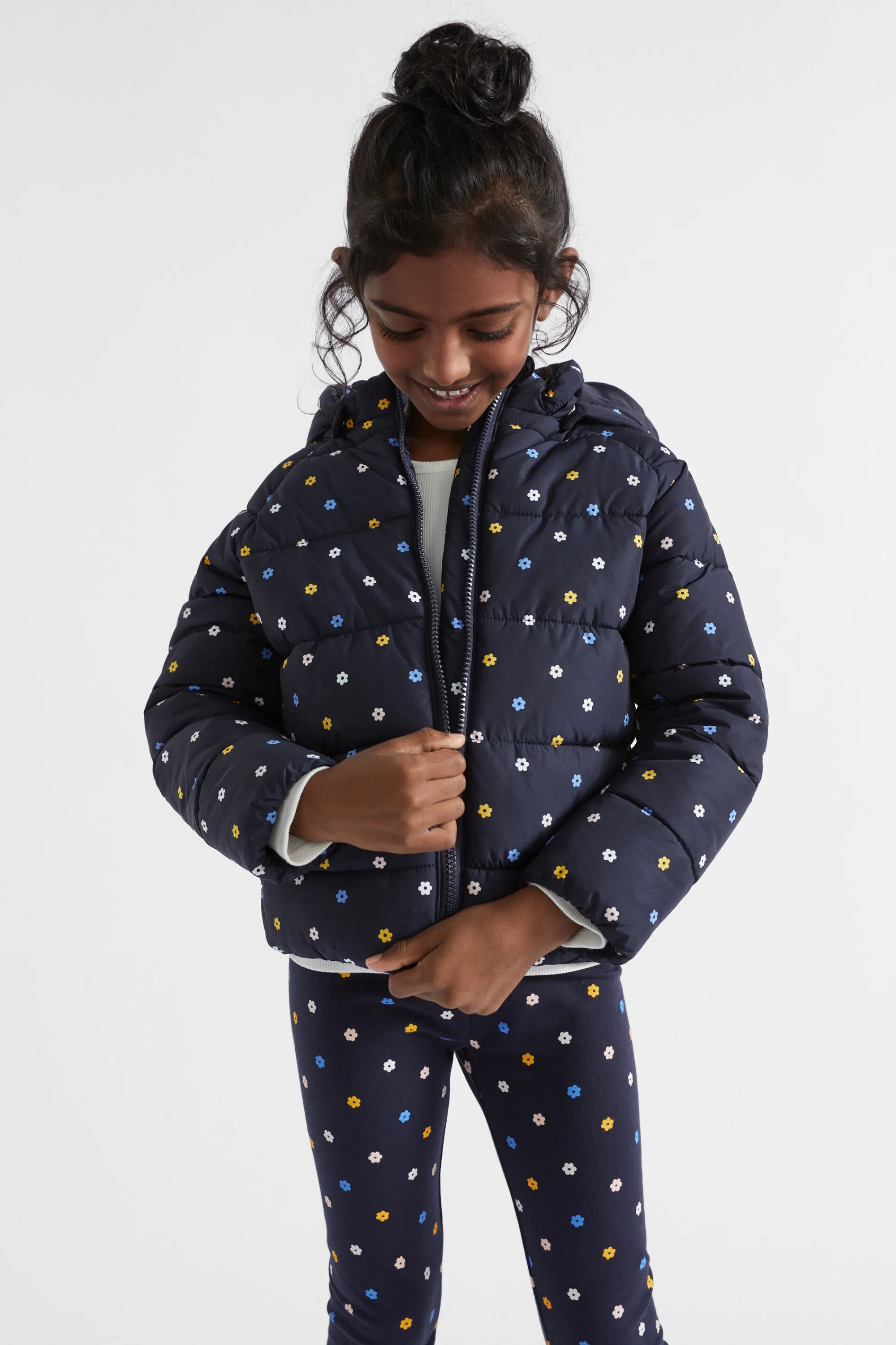 Girl Seed Heritage Jackets & Vests-Mini Floral Puffer Jacket