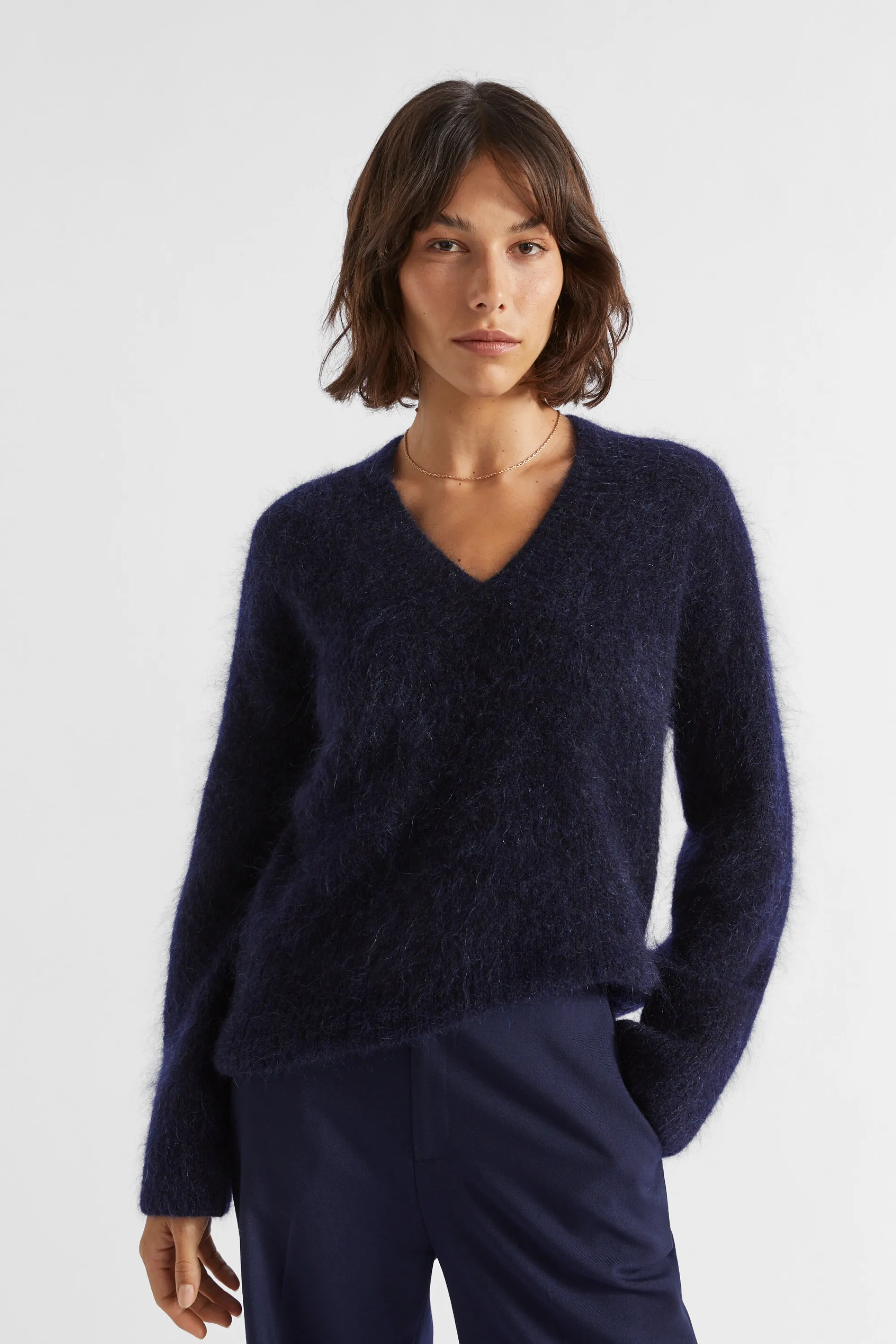 Woman Seed Heritage Knitwear & Sweaters-Mohair V Neck Knit