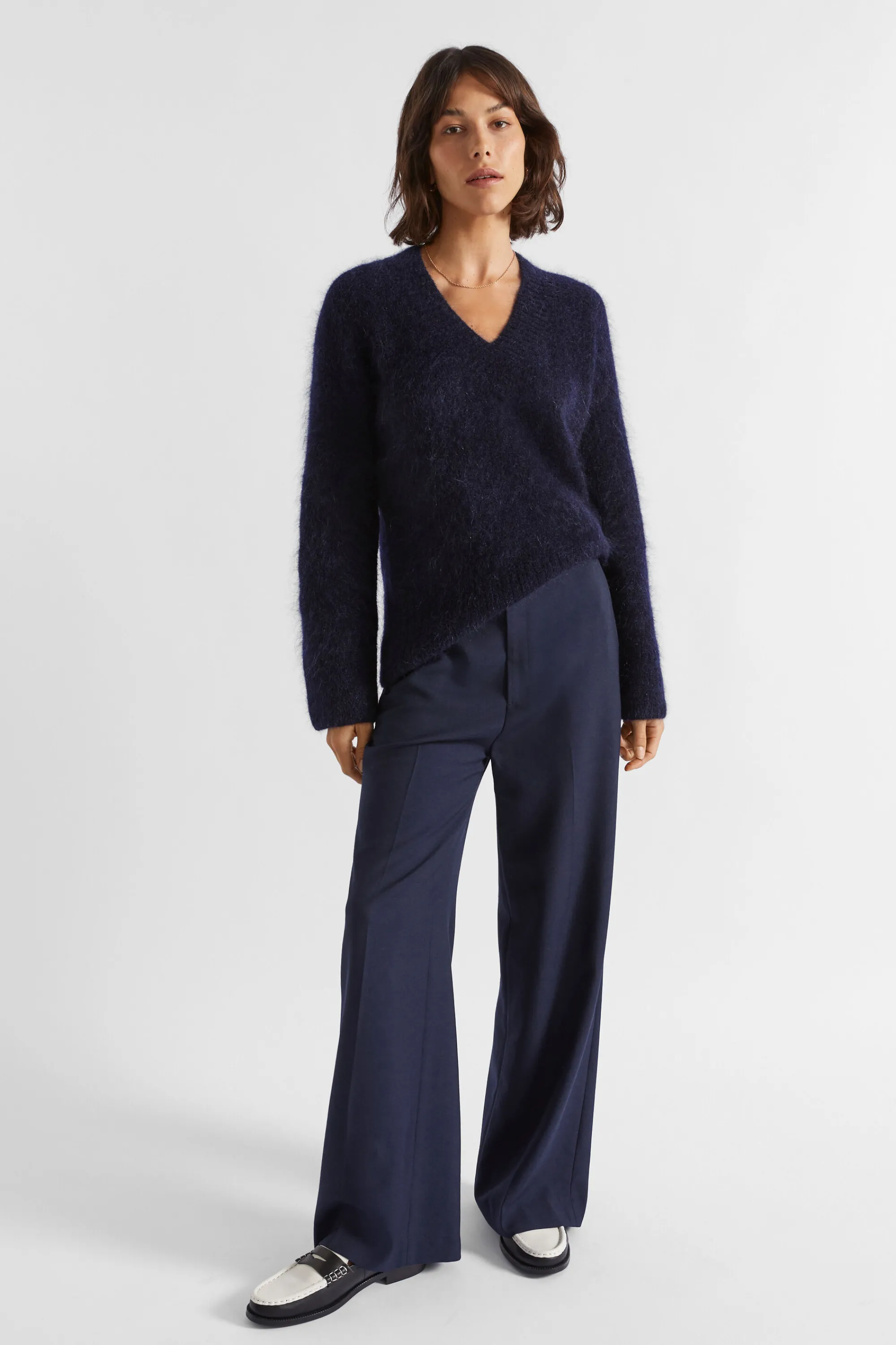 Woman Seed Heritage Knitwear & Sweaters-Mohair V Neck Knit