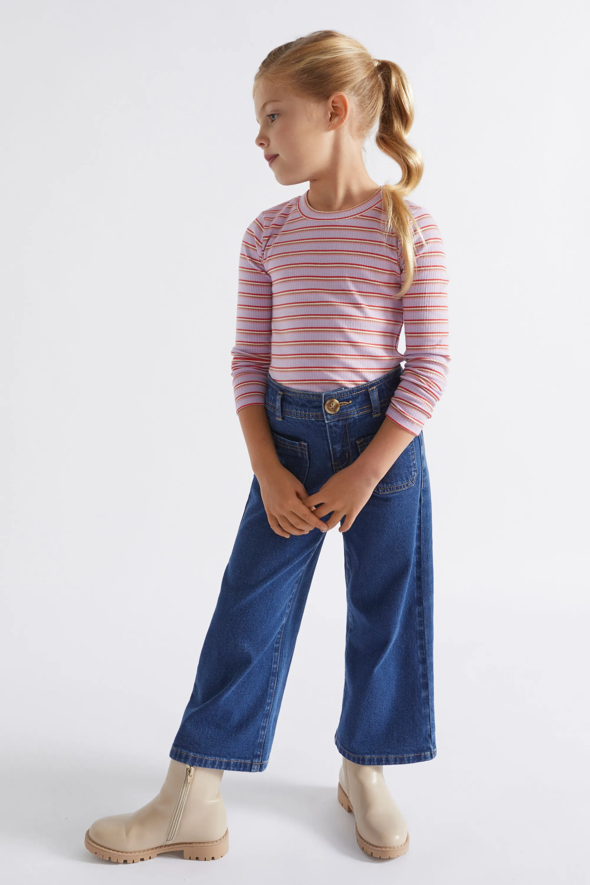 Girl Seed Heritage T-Shirts & Tops-Multi Stripe Rib Tee