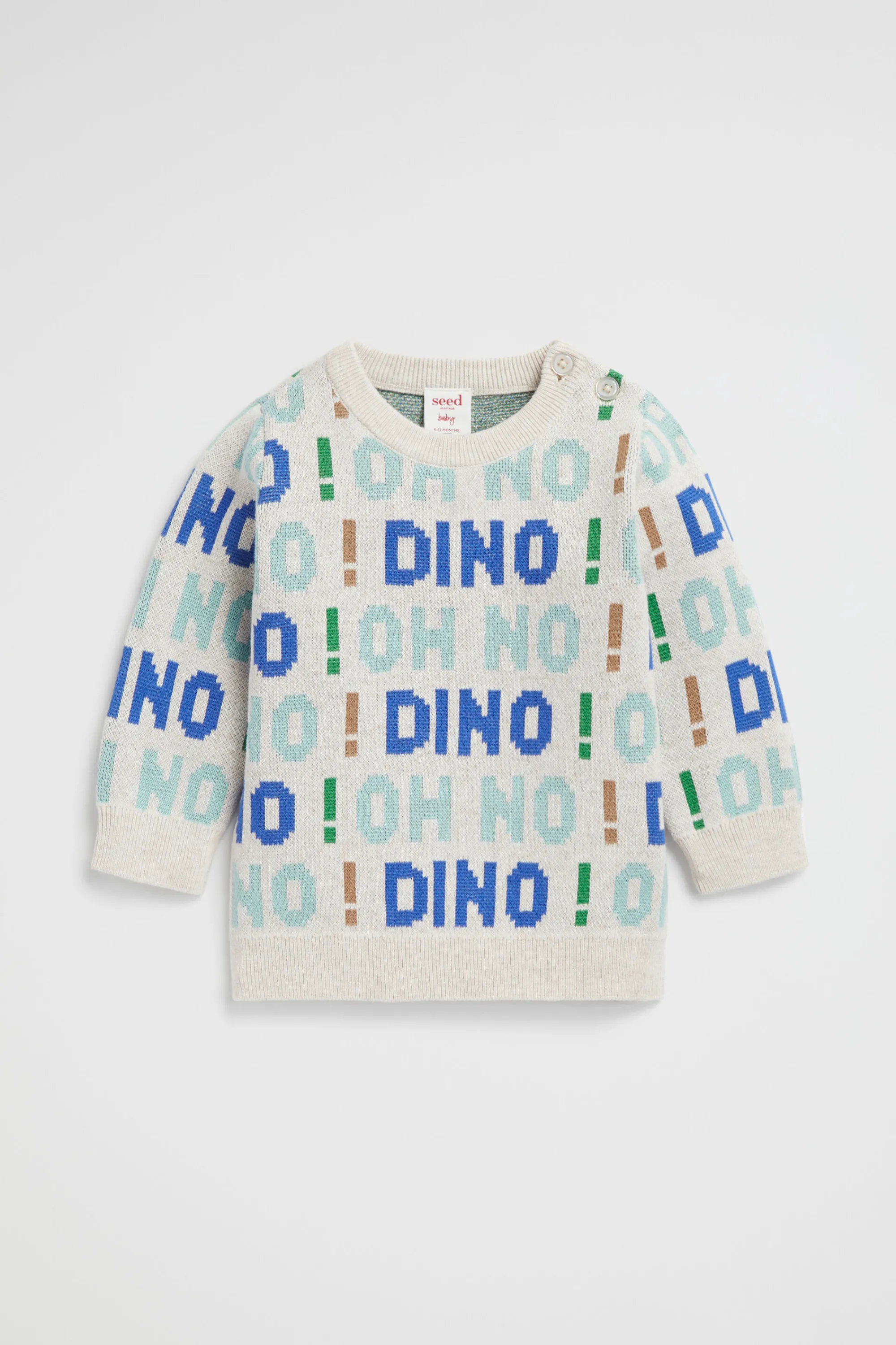 Baby Boy Seed Heritage Knitwear & Sweaters-Oh No Dino Knit