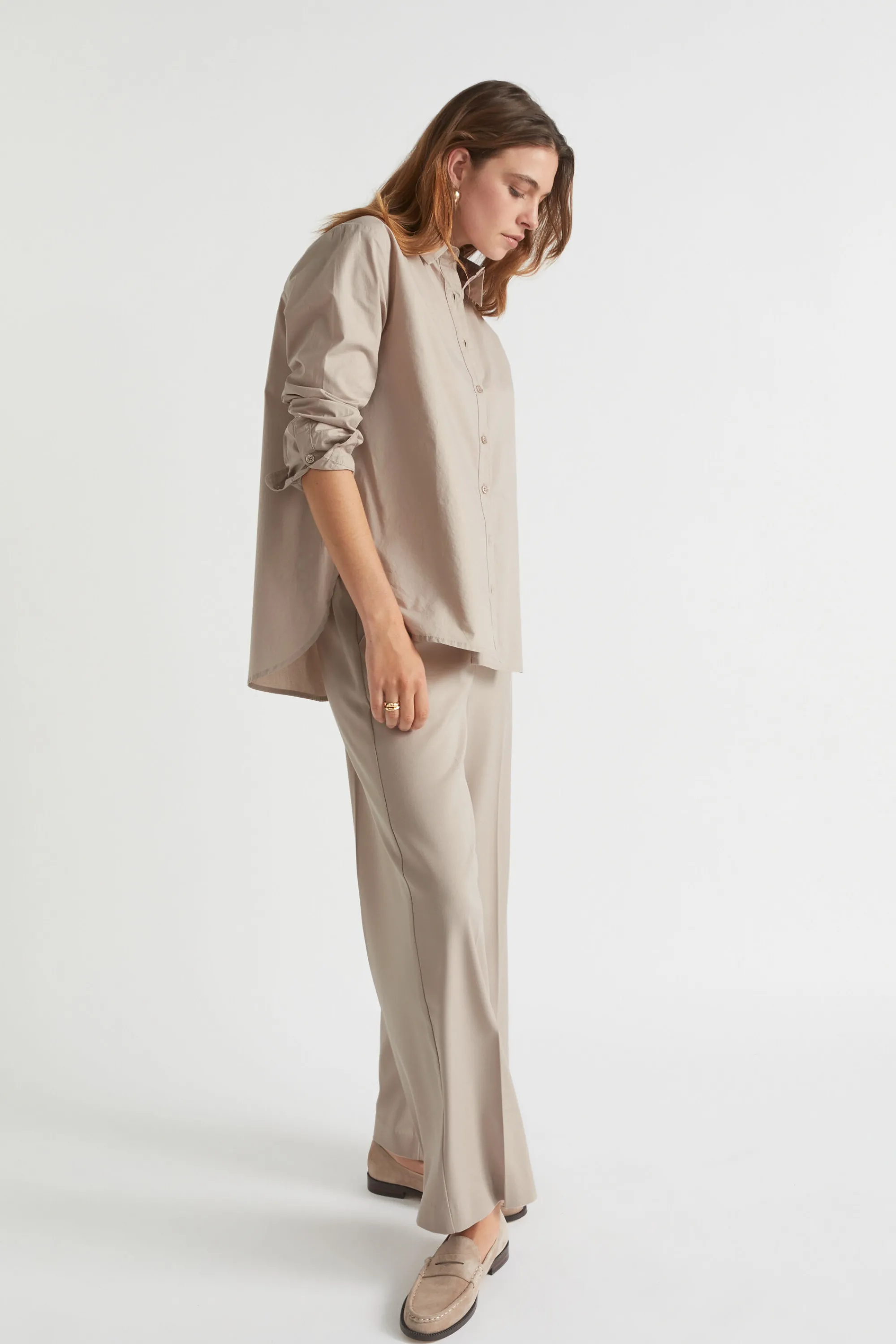 Woman Seed Heritage T-Shirts & Tops-Poplin Button Down Shirt