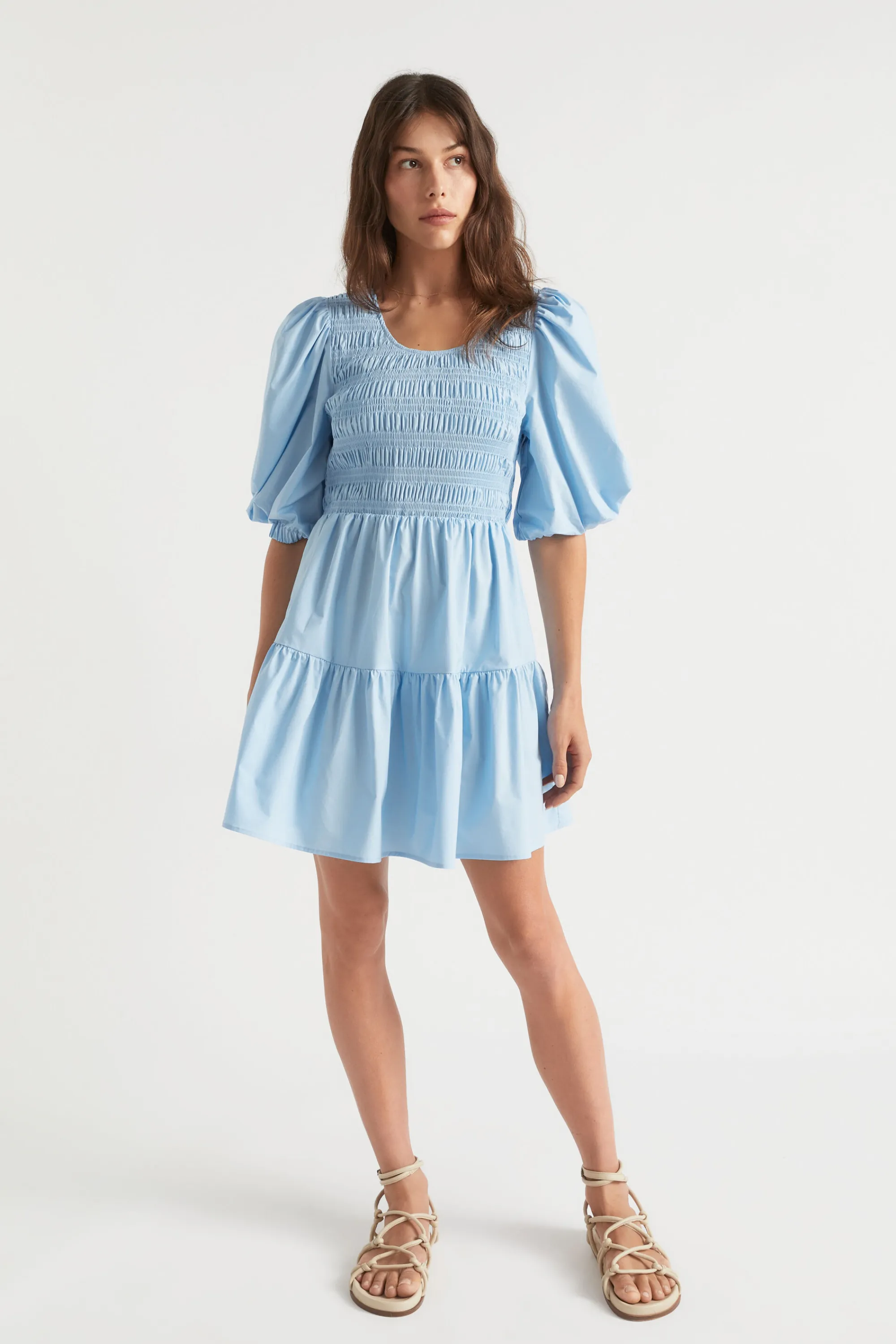 Woman Seed Heritage Dresses-Poplin Shirred Mini Dress