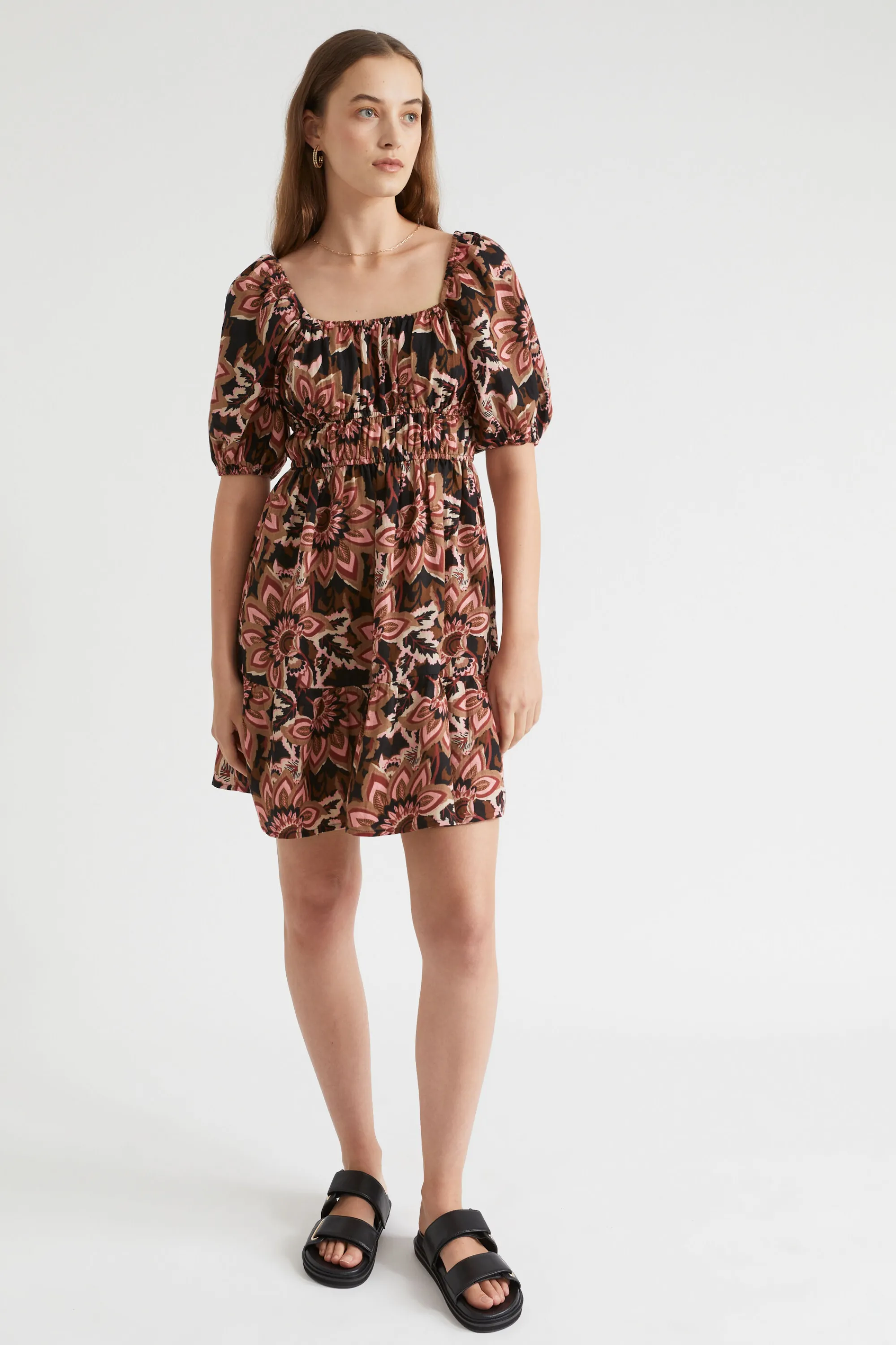 Woman Seed Heritage Dresses-Puff Sleeve Mini Dress