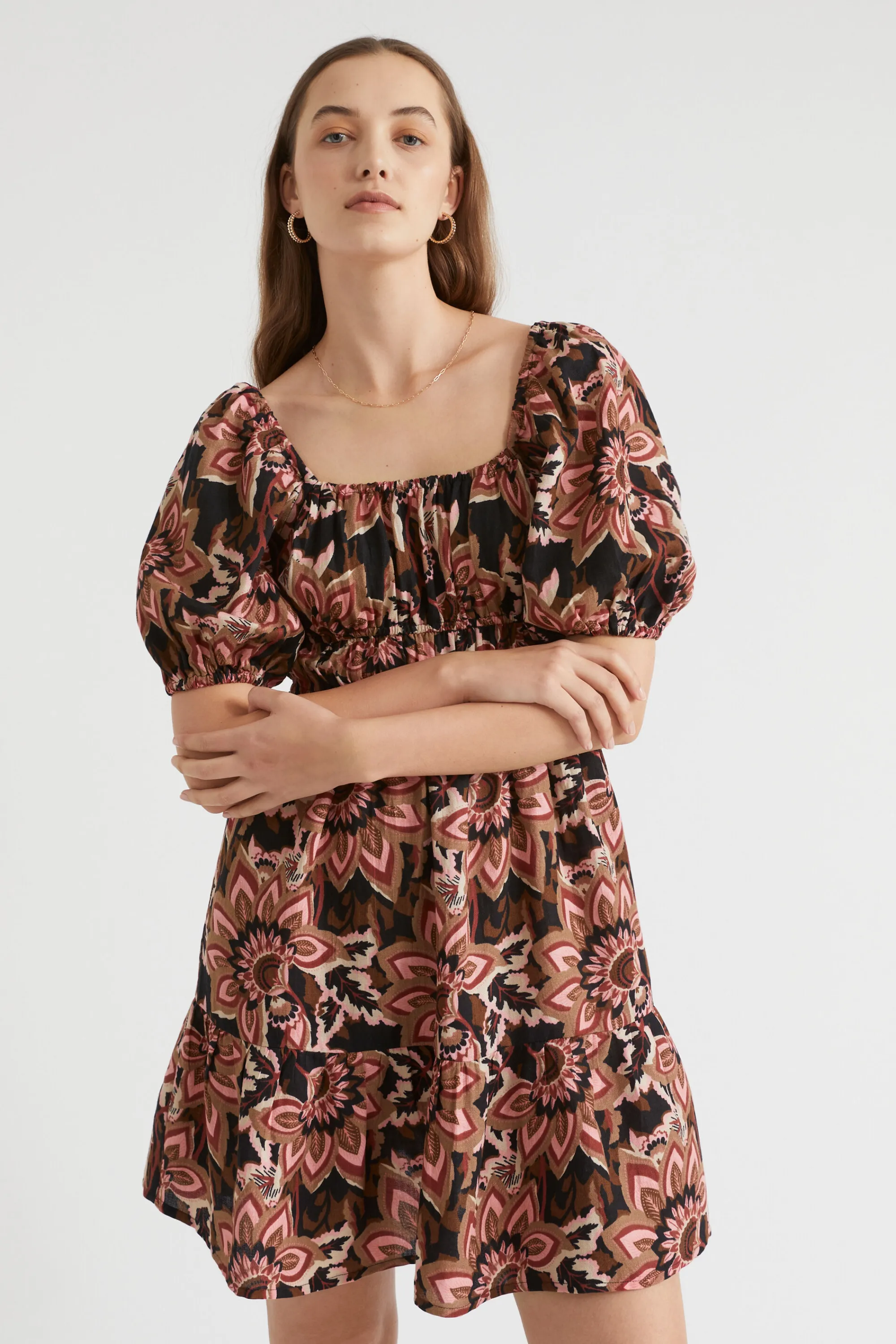 Woman Seed Heritage Dresses-Puff Sleeve Mini Dress