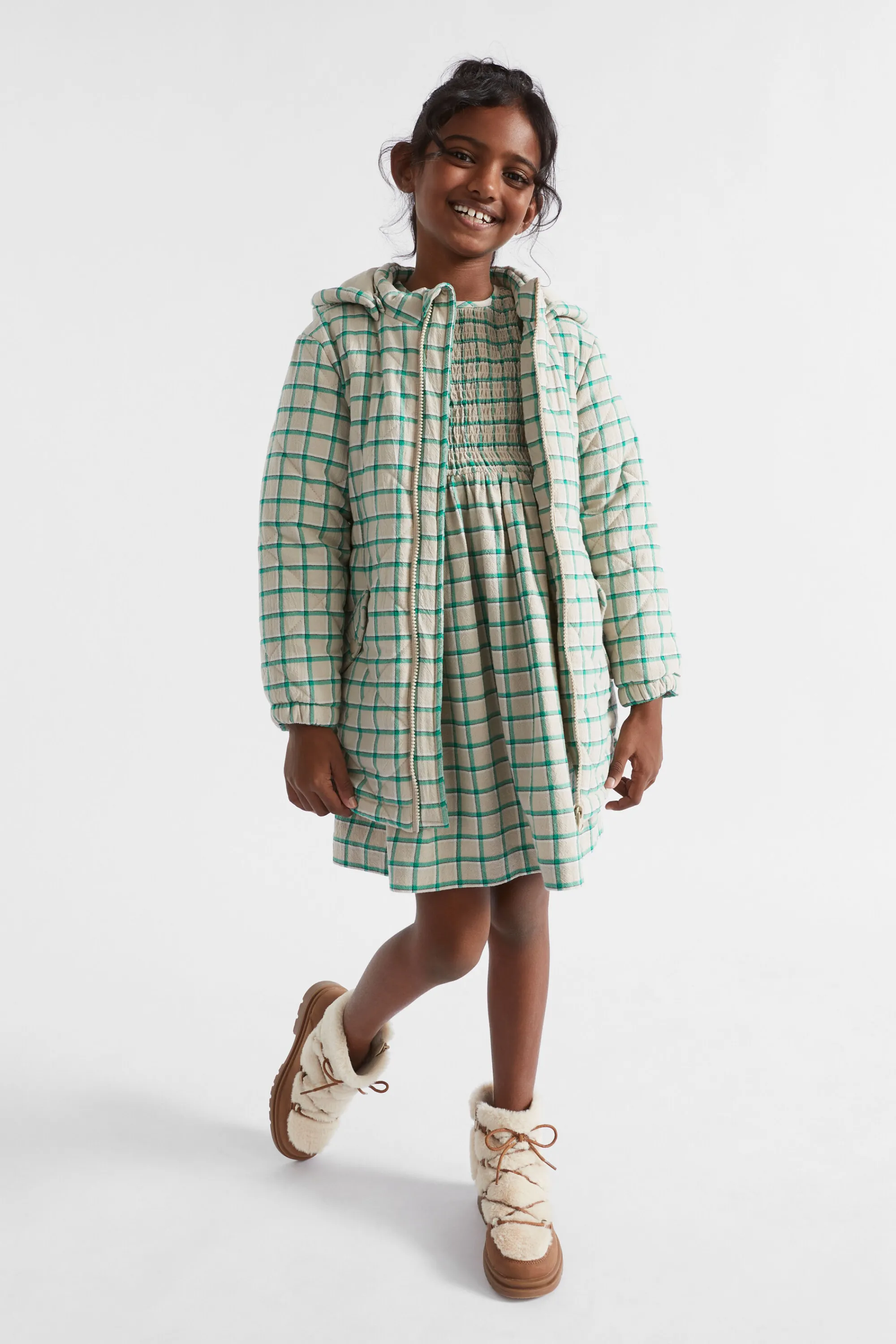 Girl Seed Heritage Jackets & Vests-Quilted Gingham Anorak