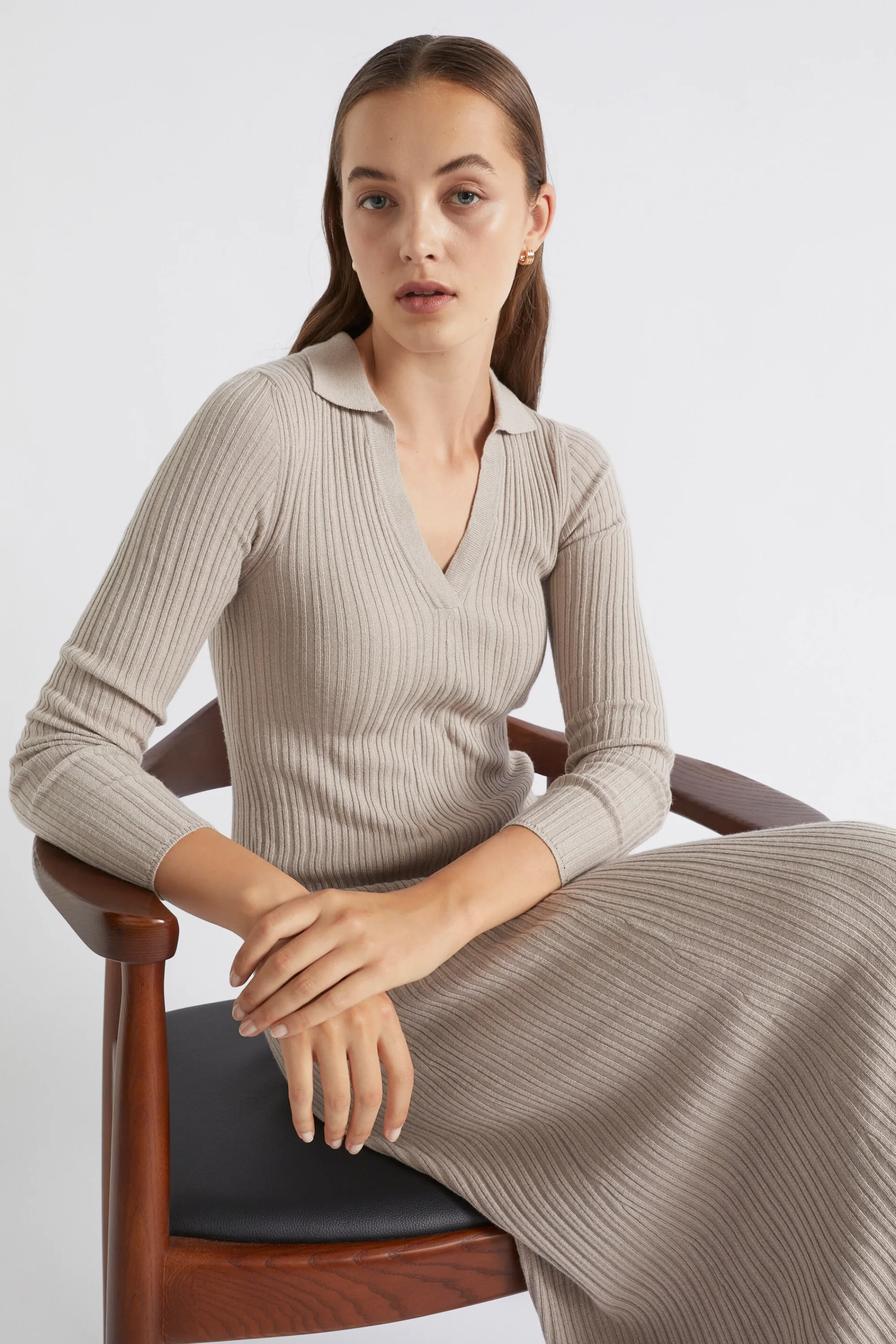 Woman Seed Heritage Knitwear & Sweaters-Relaxed Polo Knit Dress