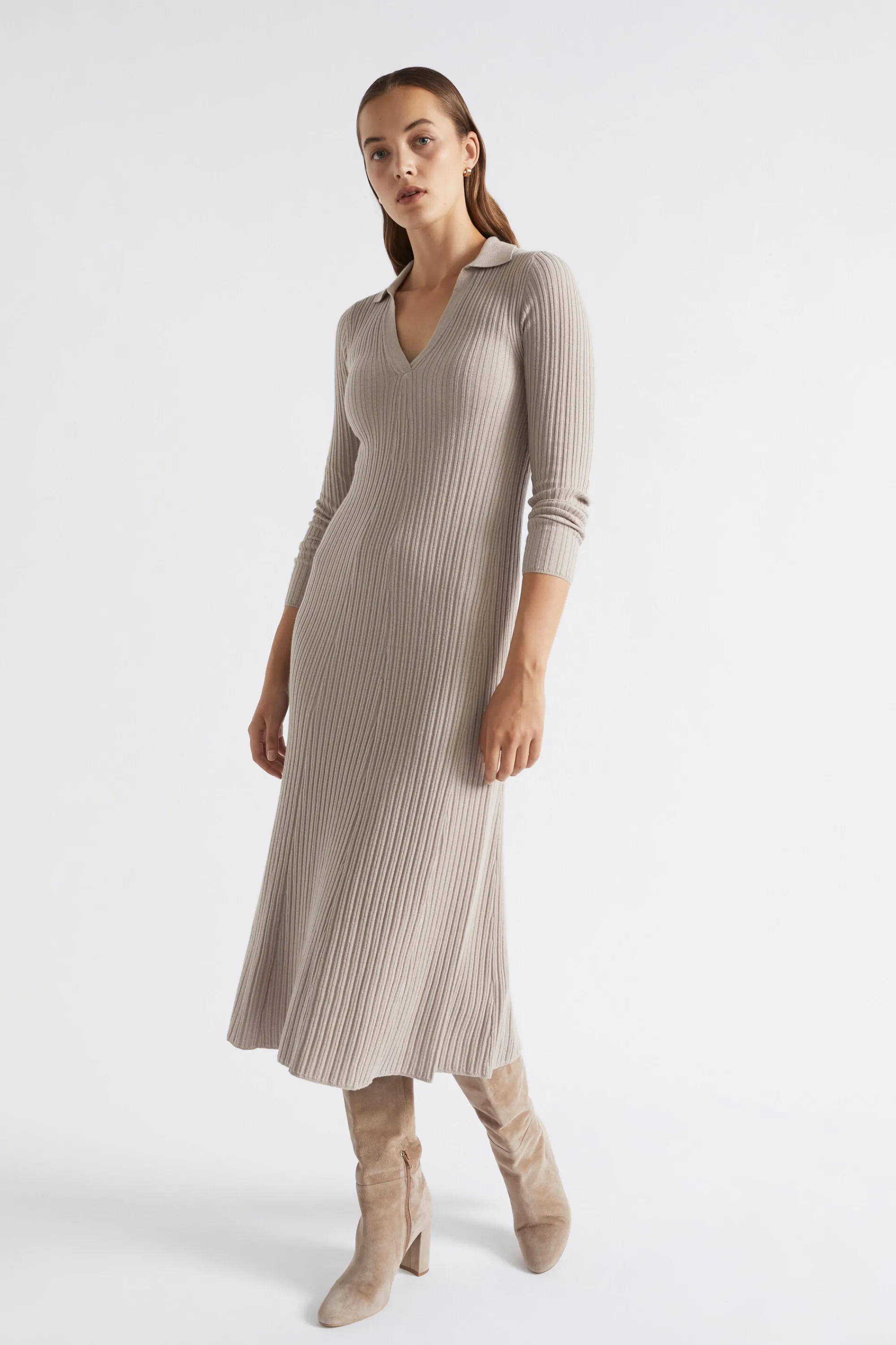 Woman Seed Heritage Knitwear & Sweaters-Relaxed Polo Knit Dress