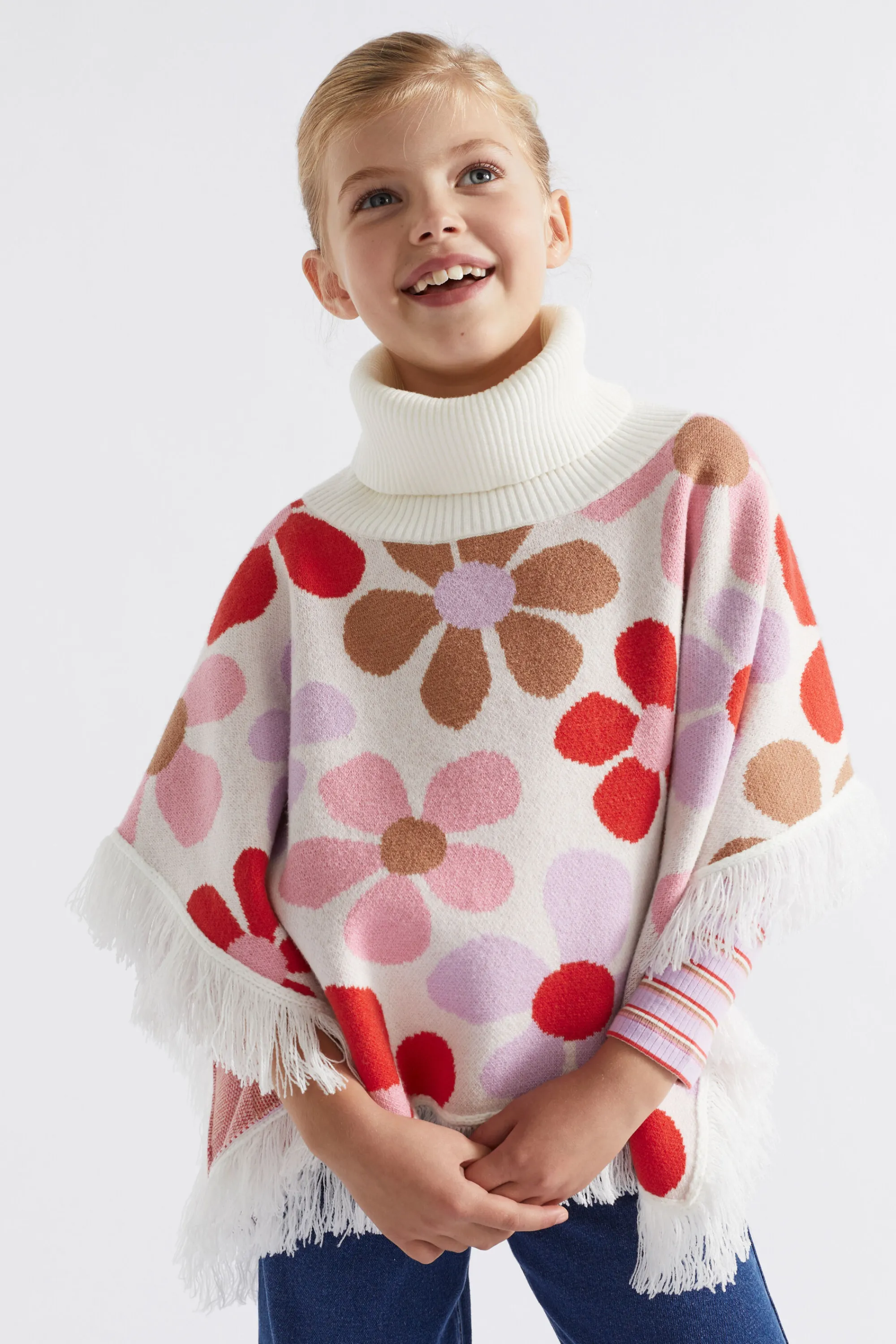 Girl Seed Heritage Ponchos & Capes-Retro Flower Poncho