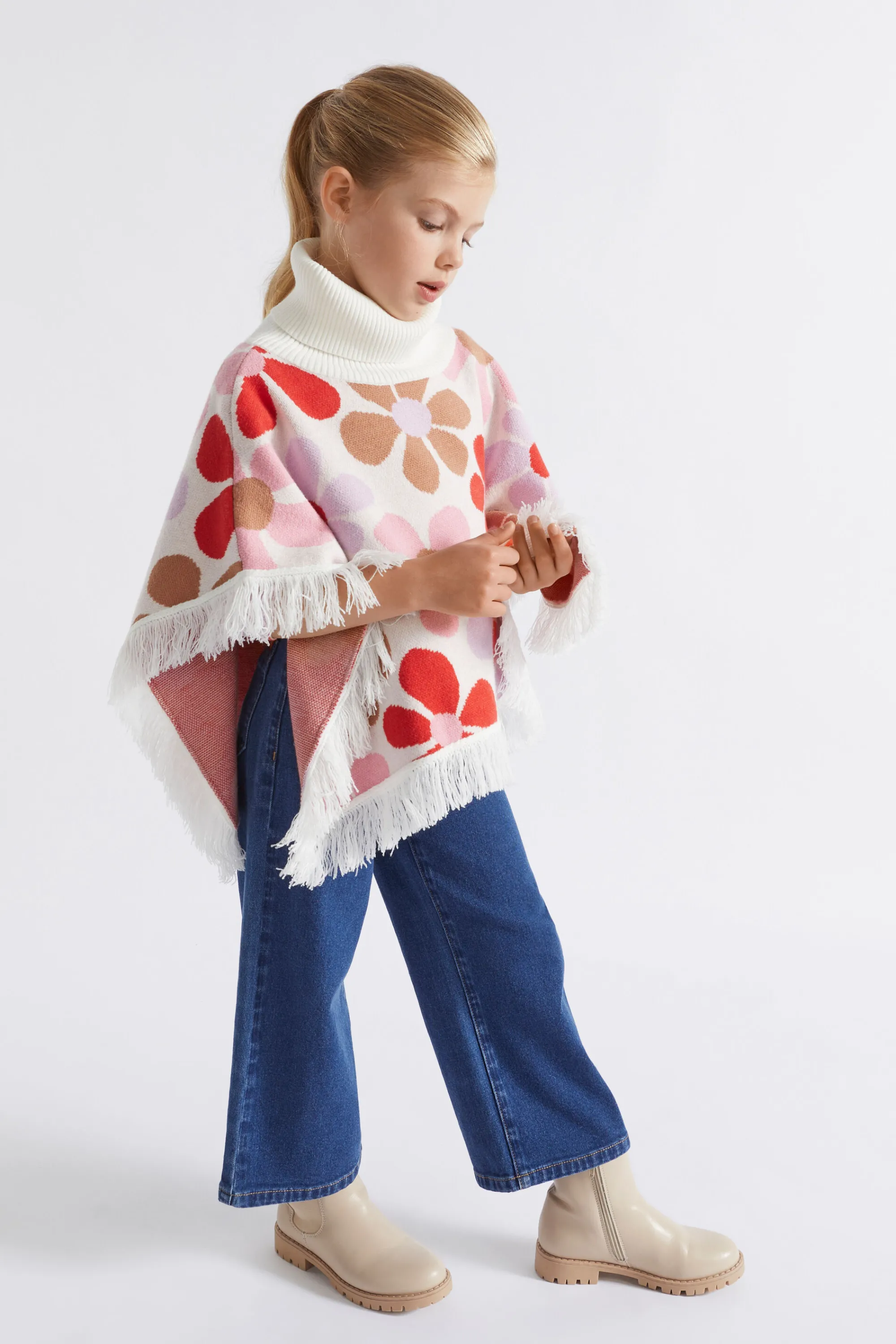 Girl Seed Heritage Ponchos & Capes-Retro Flower Poncho