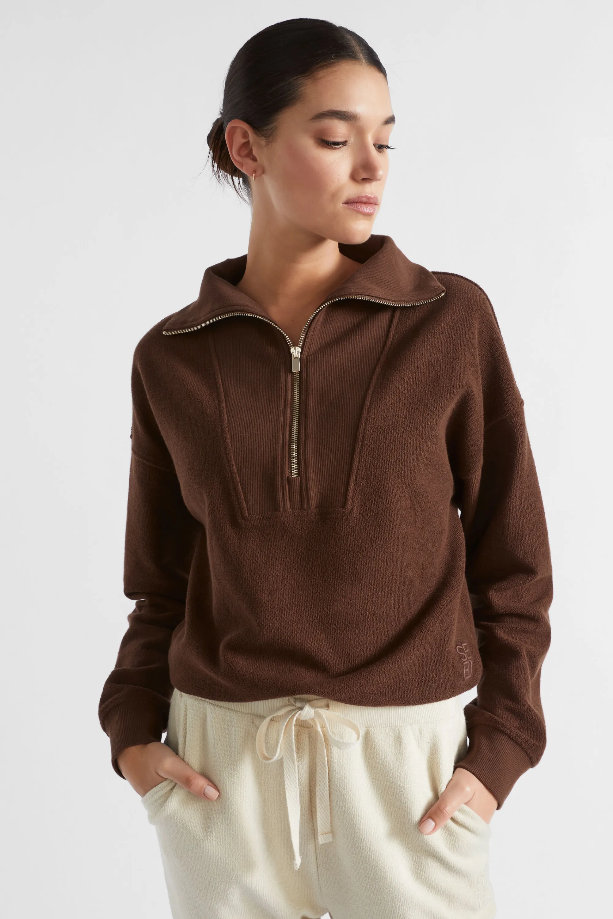 Woman Seed Heritage Knitwear & Sweaters-Reverse Terry Zip Thru Sweat